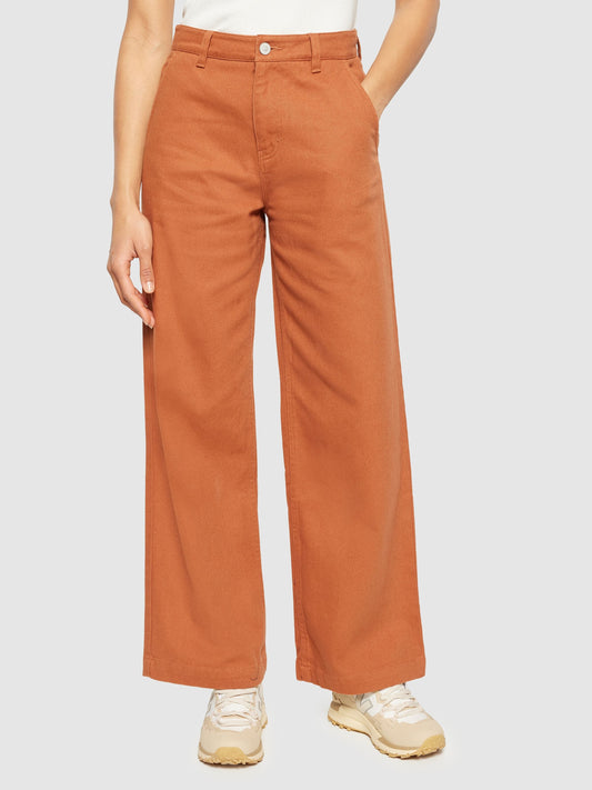 Pantalon ample en coton bio | orange "posey wide mid-rise twill pant mocha bisque"