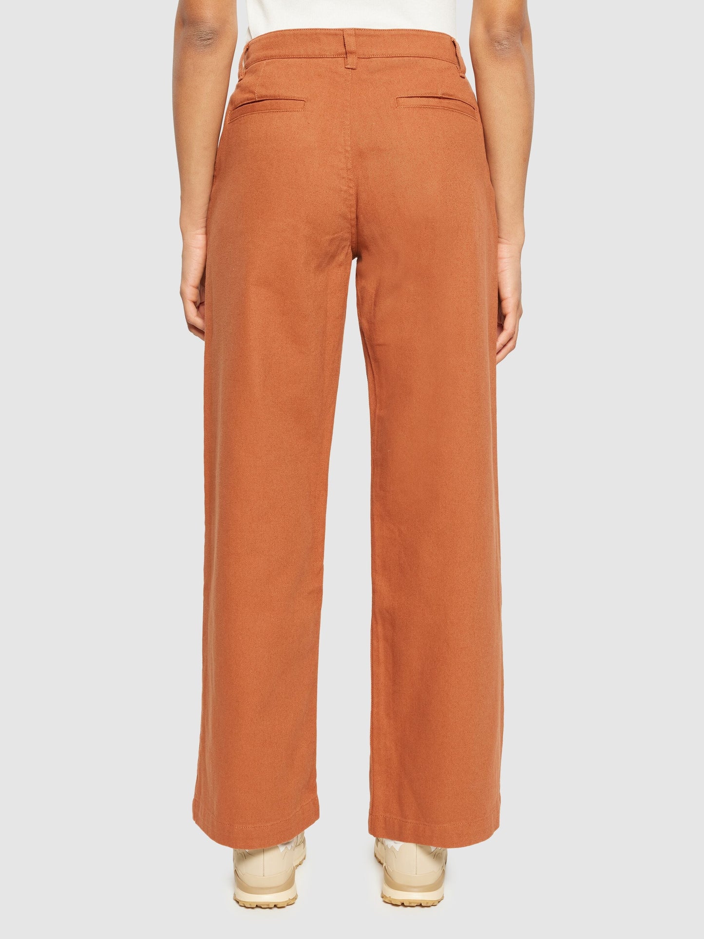 Pantalon ample en coton bio | orange "posey wide mid-rise twill pant mocha bisque"