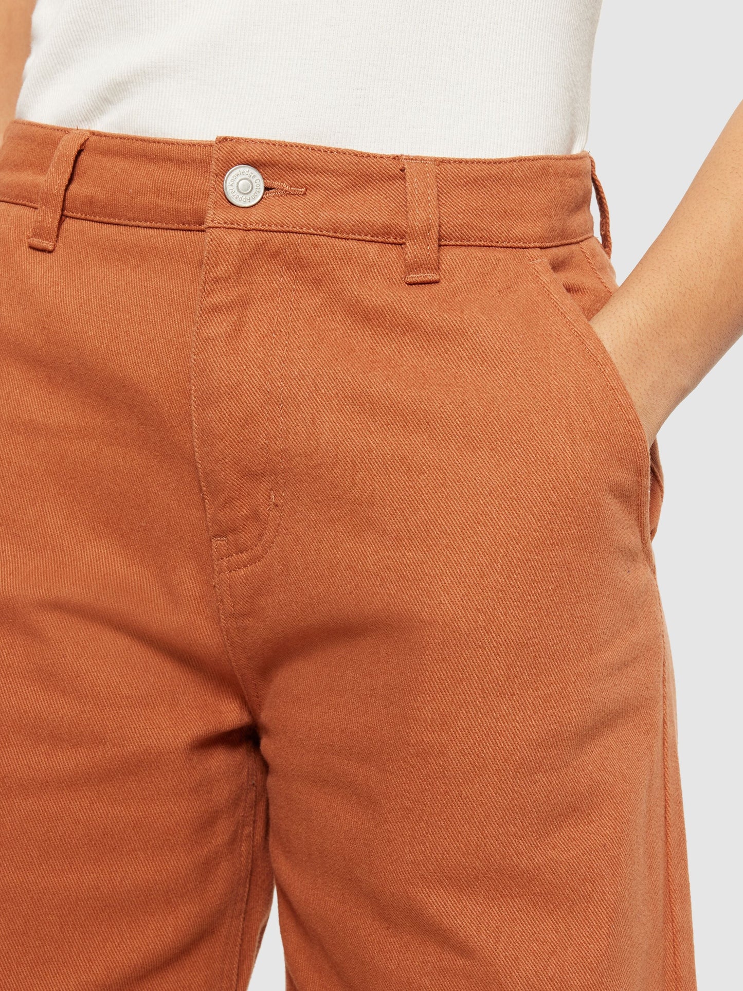 Pantalon ample en coton bio | orange "posey wide mid-rise twill pant mocha bisque"