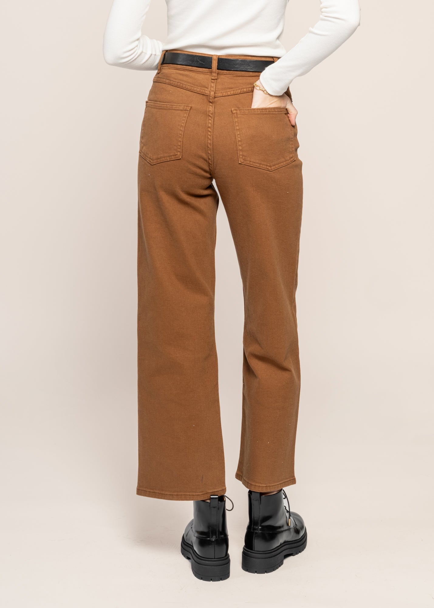 Pantalon droit en coton bio | marron "gale straight twill 5-pocket pants dachshund"