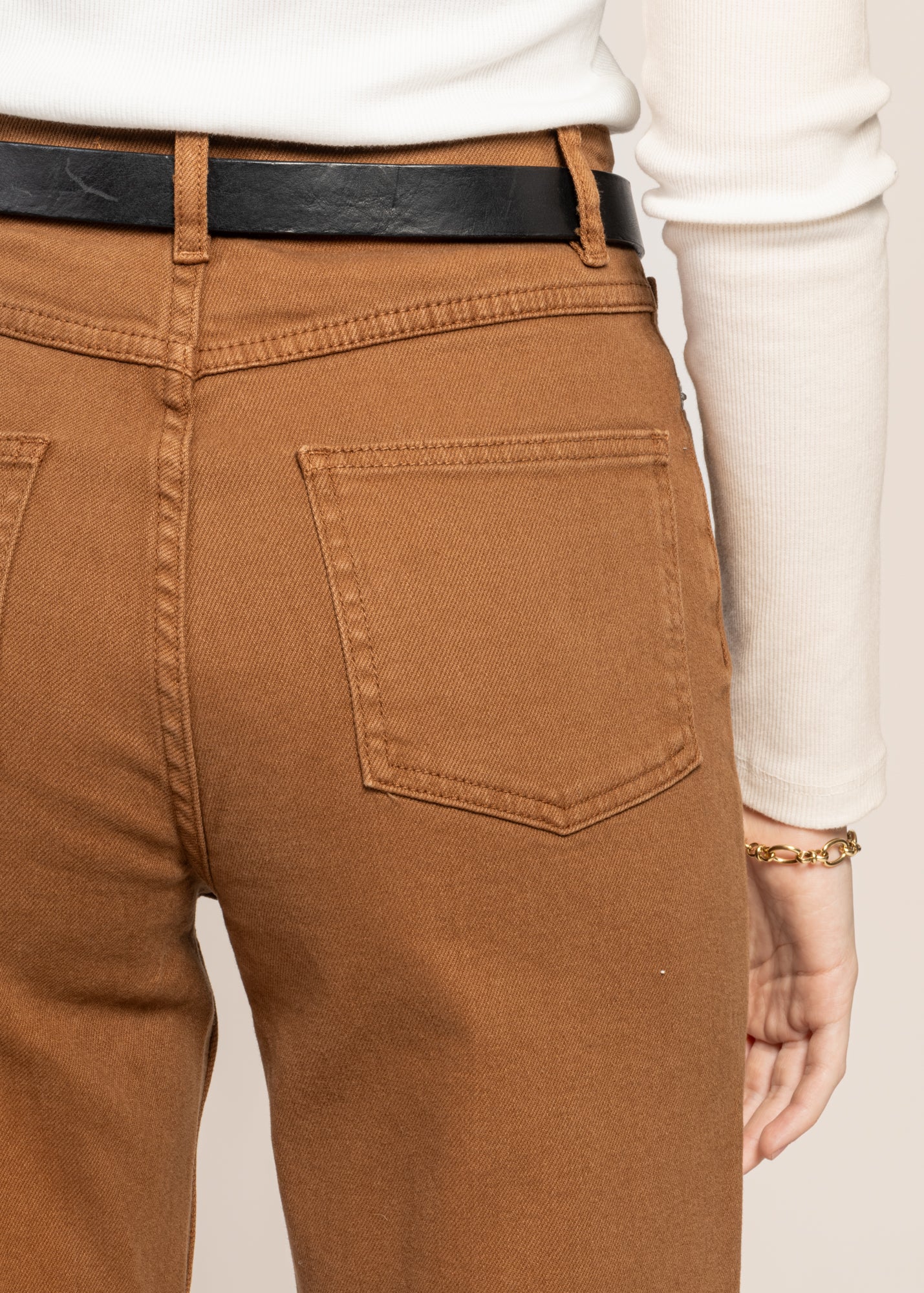 Pantalon droit en coton bio | marron "gale straight twill 5-pocket pants dachshund"