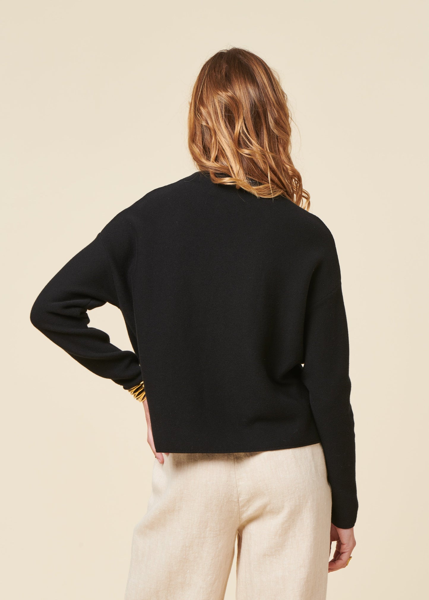Pull ample en coton bio | Noir "merinaa links links black"