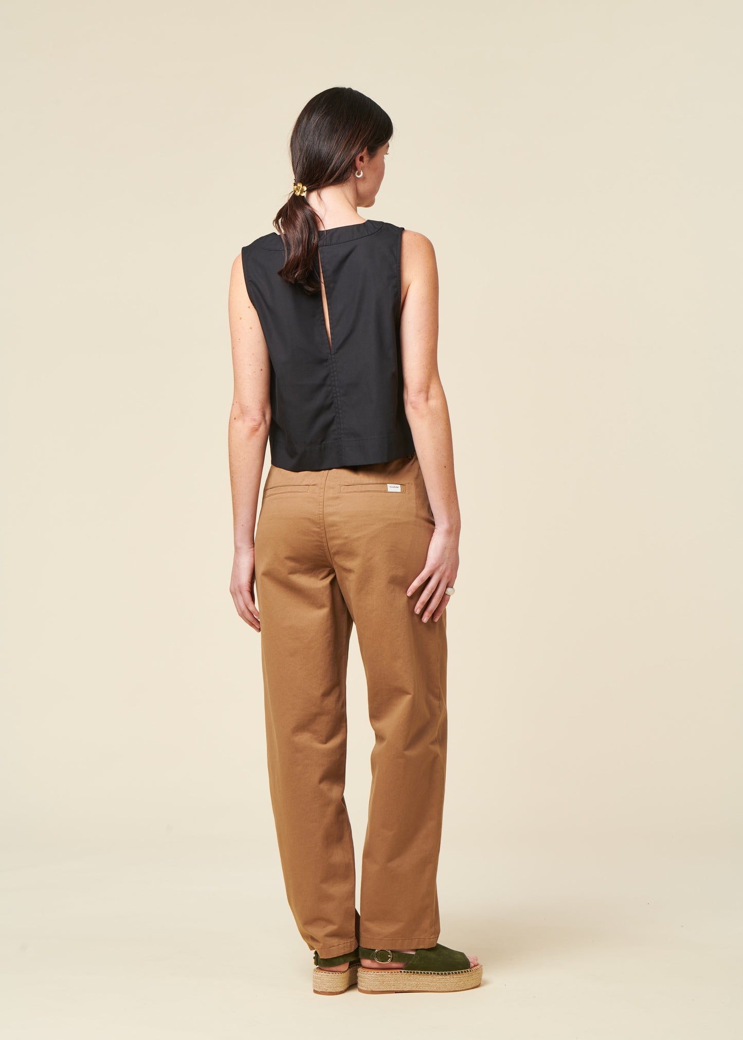 Pantalon ballon en coton biologique | gris "chloe barrel mid-rise twill chino tuffet"