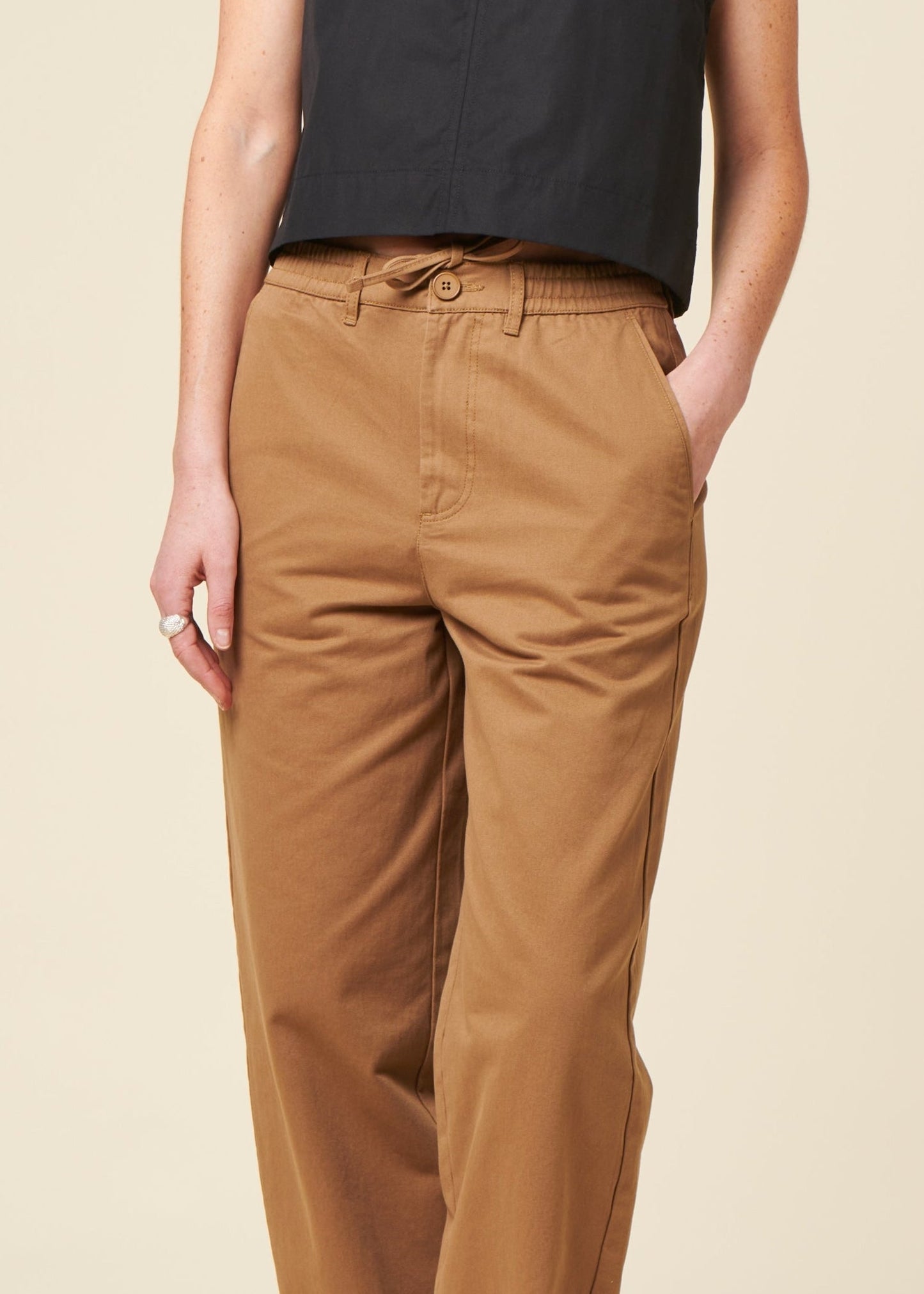 Pantalon ballon en coton biologique | gris "chloe barrel mid-rise twill chino tuffet"