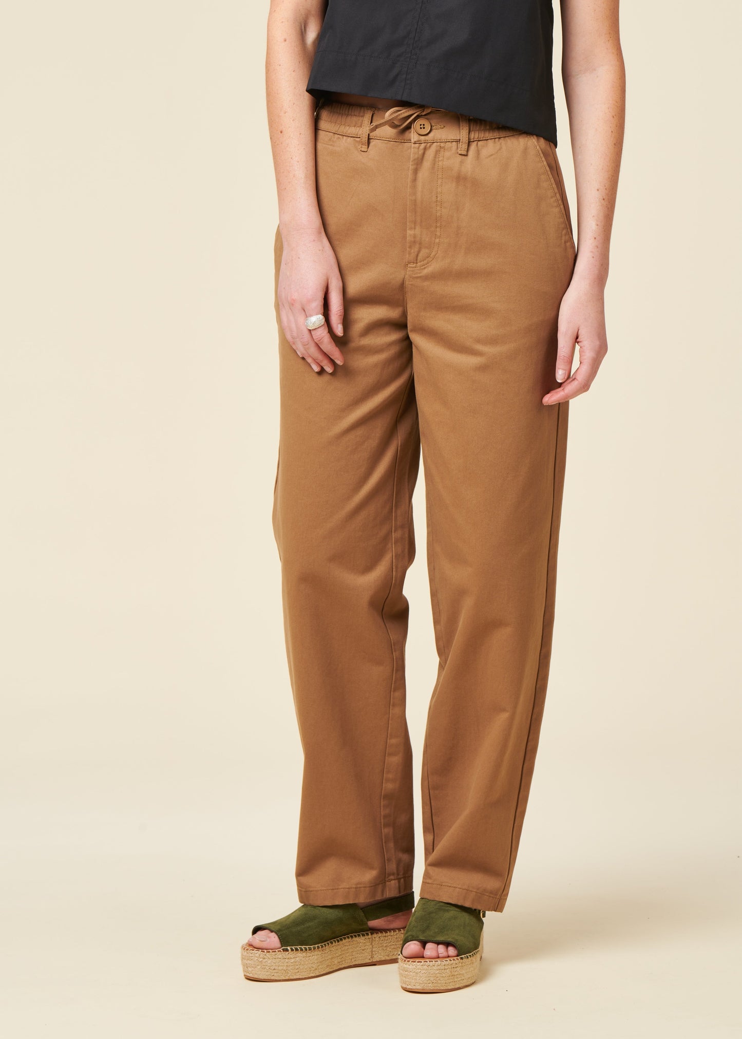 Pantalon ballon en coton biologique | gris "chloe barrel mid-rise twill chino tuffet"