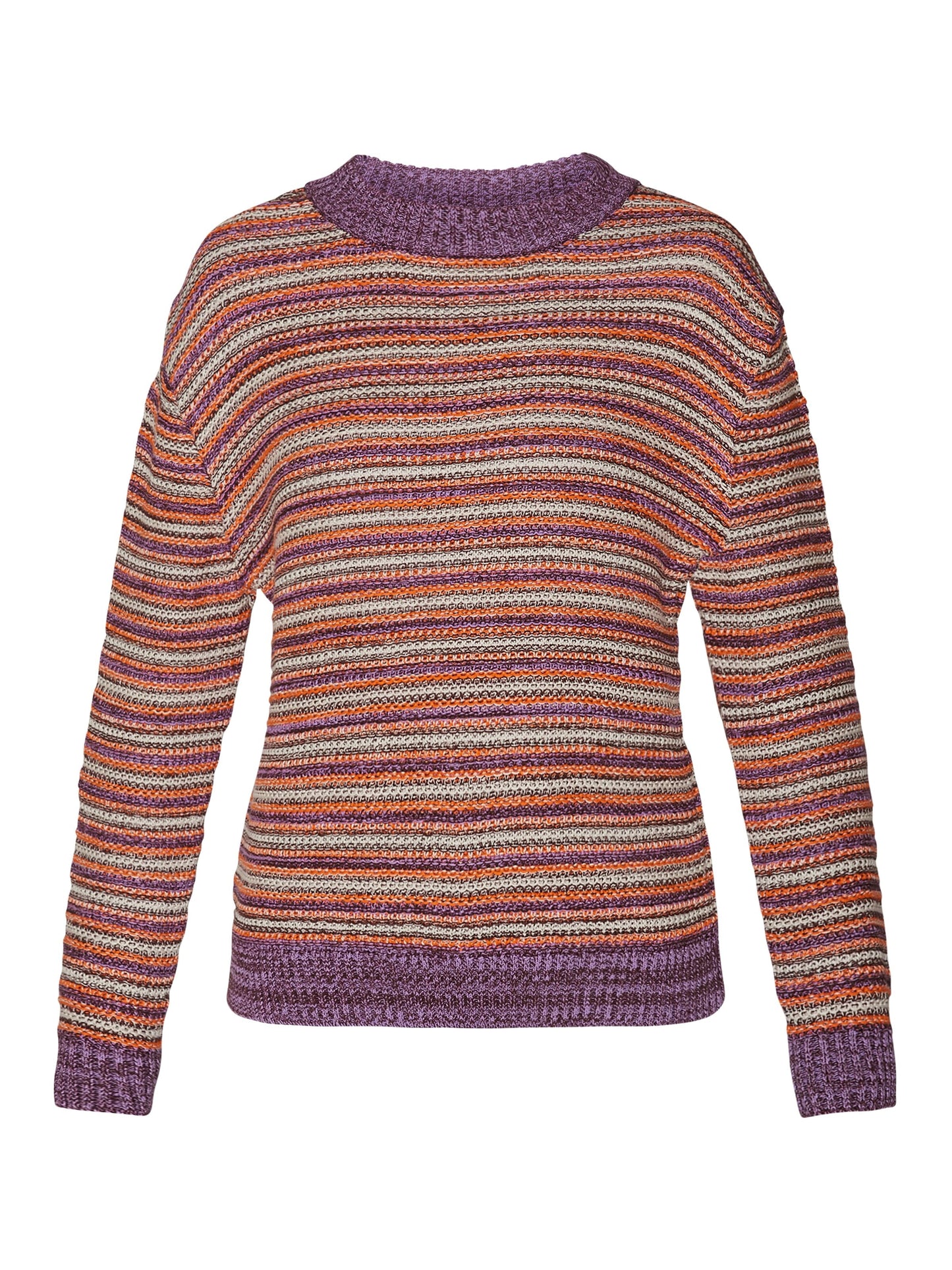 Pull en tencel et coton bio | Rayé multicolore "knitted crew neck multi color stripe"
