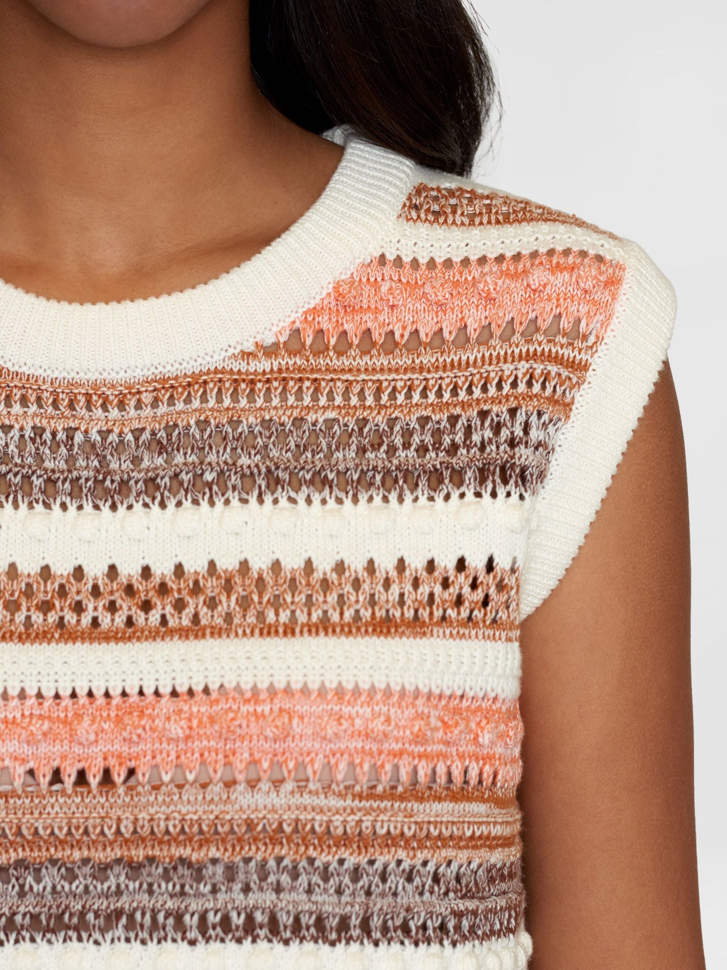 Pull sans manches en coton bio | Rayé multicolore "crew neck vest multi color stripe"