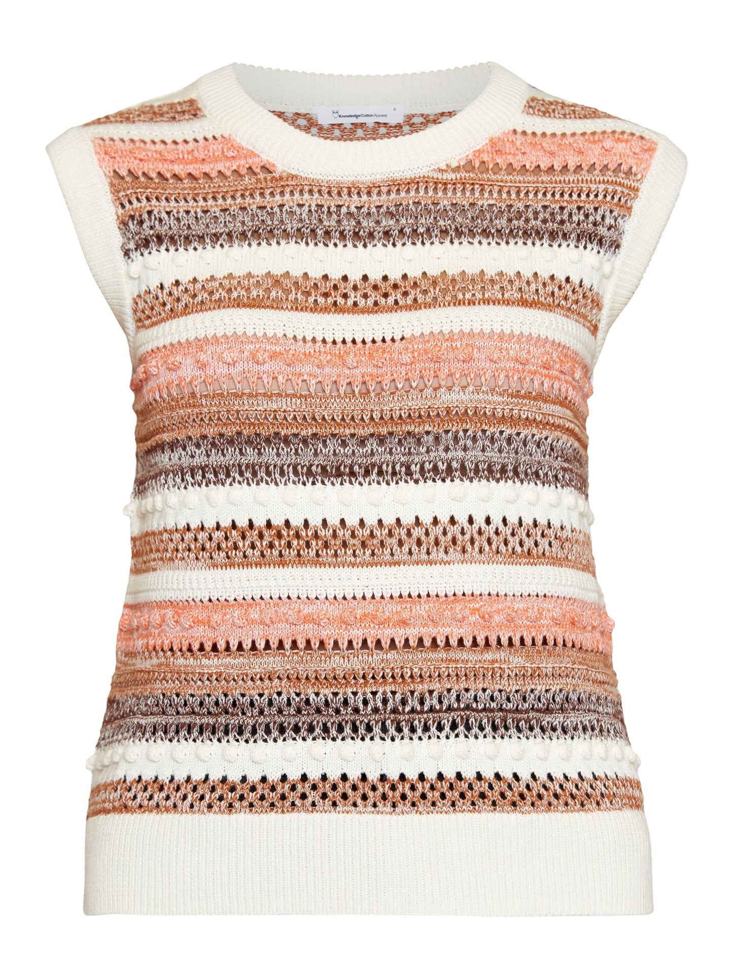 Pull sans manches en coton bio | Rayé multicolore "crew neck vest multi color stripe"