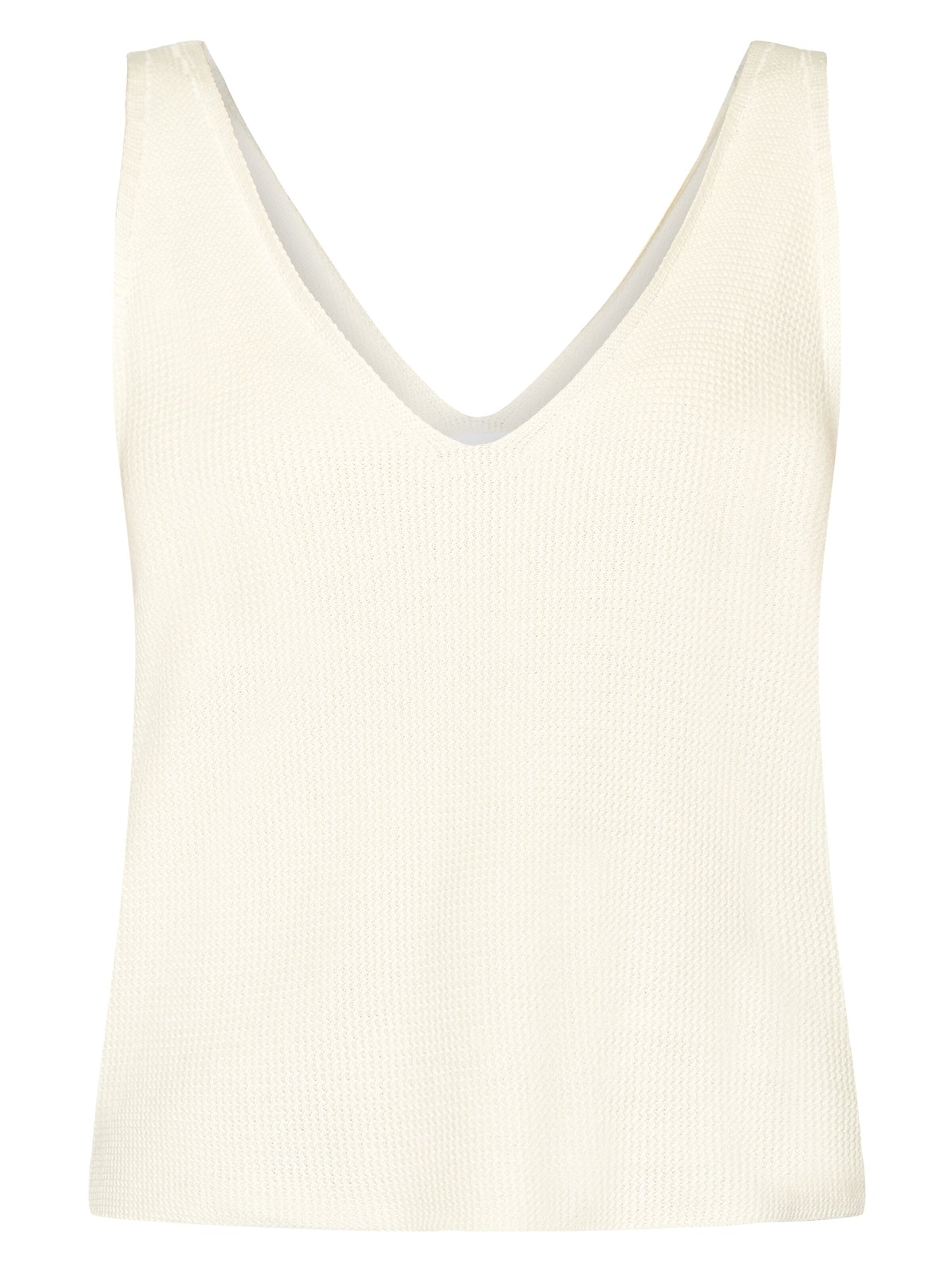 Top en maille en coton bio | Écru "regular cotton racking stich top egret"