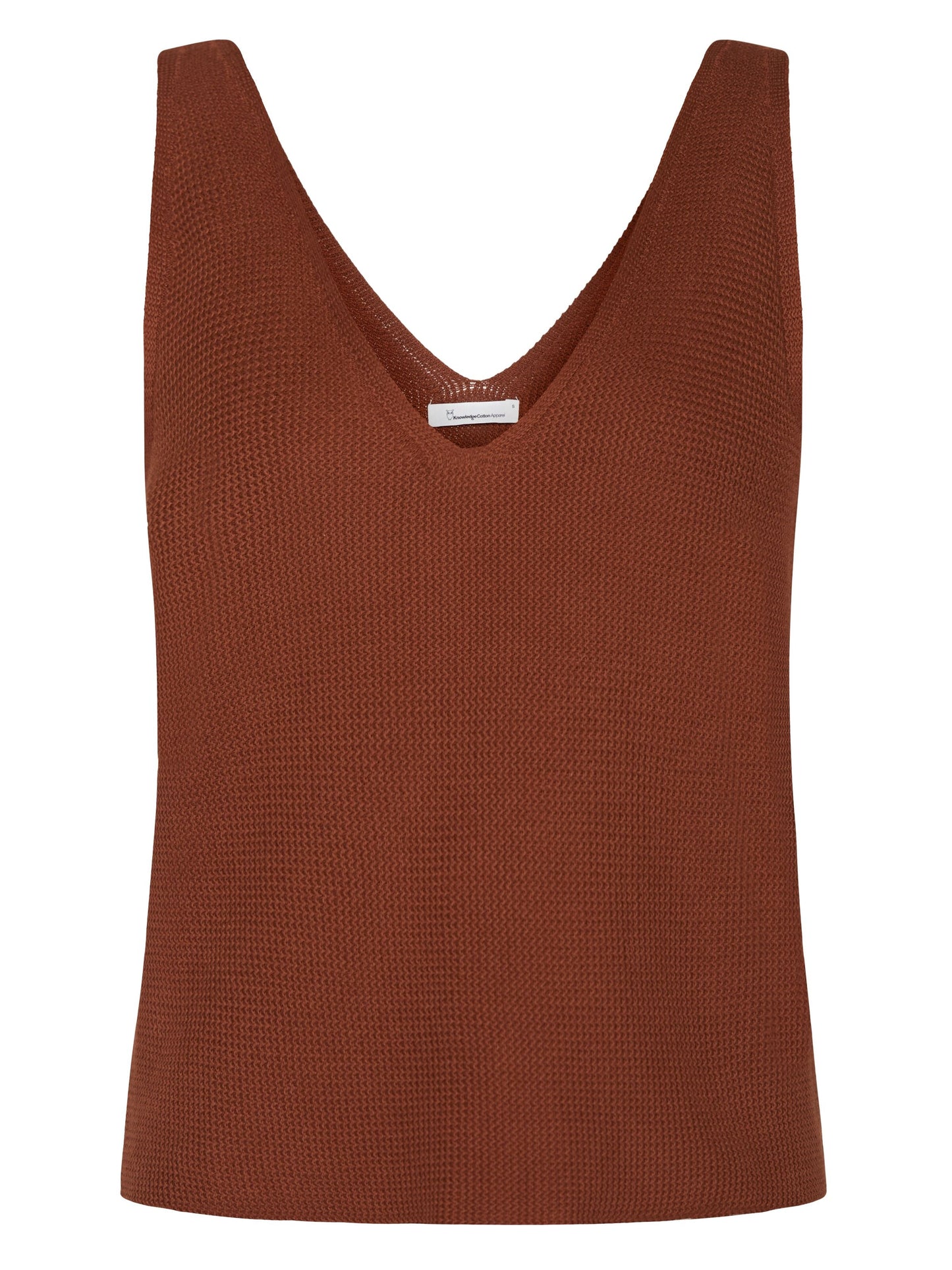 Top en maille en coton bio | Marron "regular cotton racking stich top tiramisu"