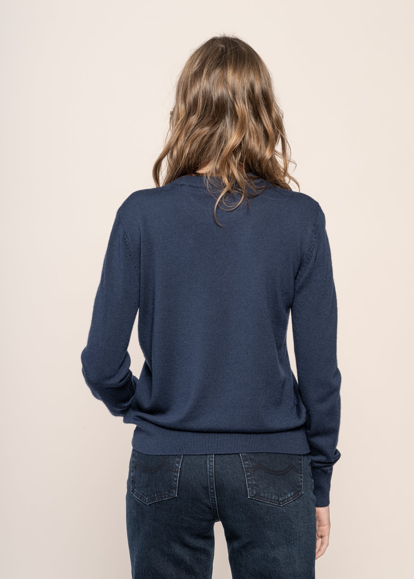 Pull léger en laine mérinos certifiée | marine "fine merino crew neck total eclipse"