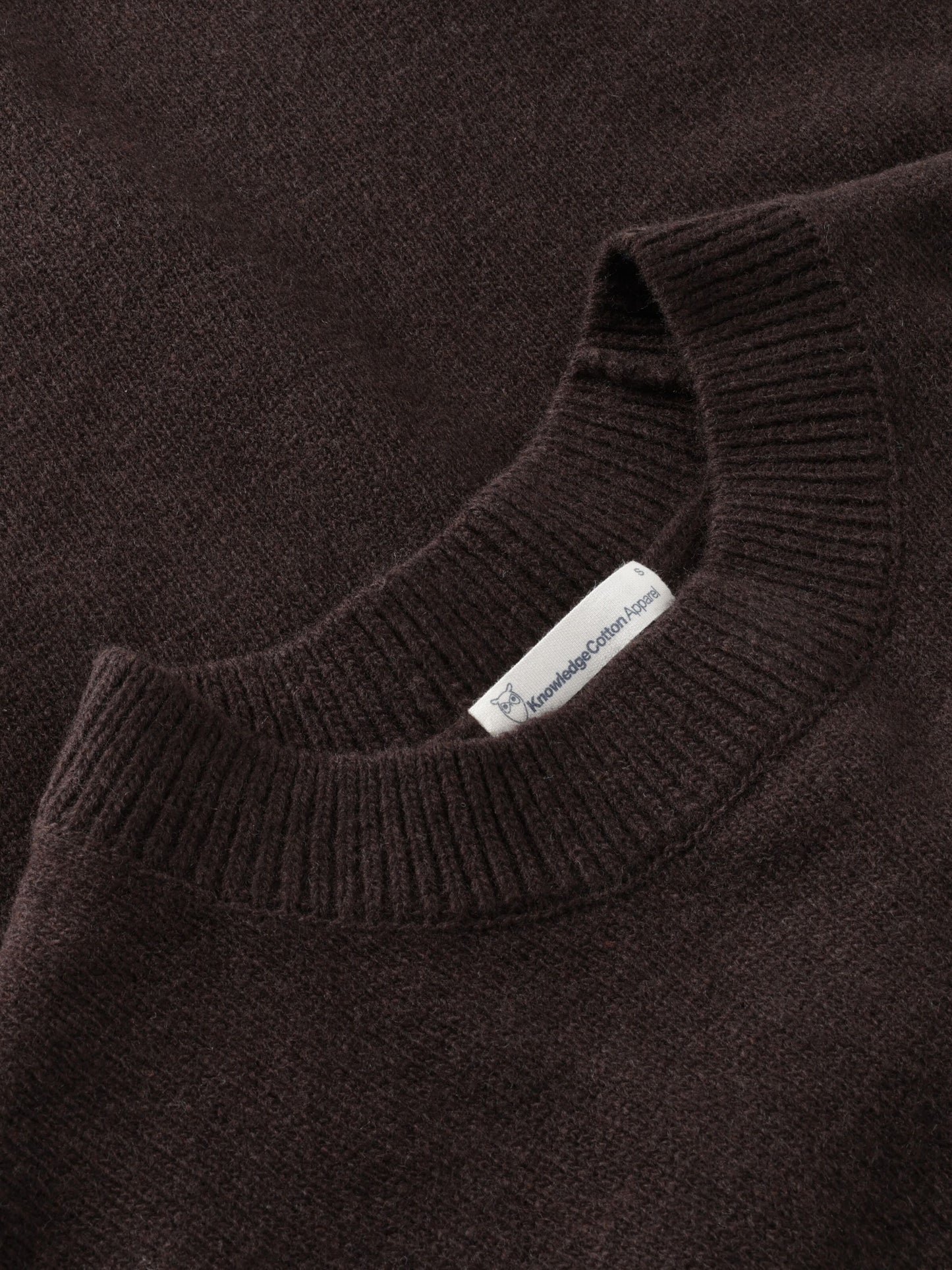 Pull ample marron en laine bio | marron 'lambswool crew neck knit - chocolate torte'