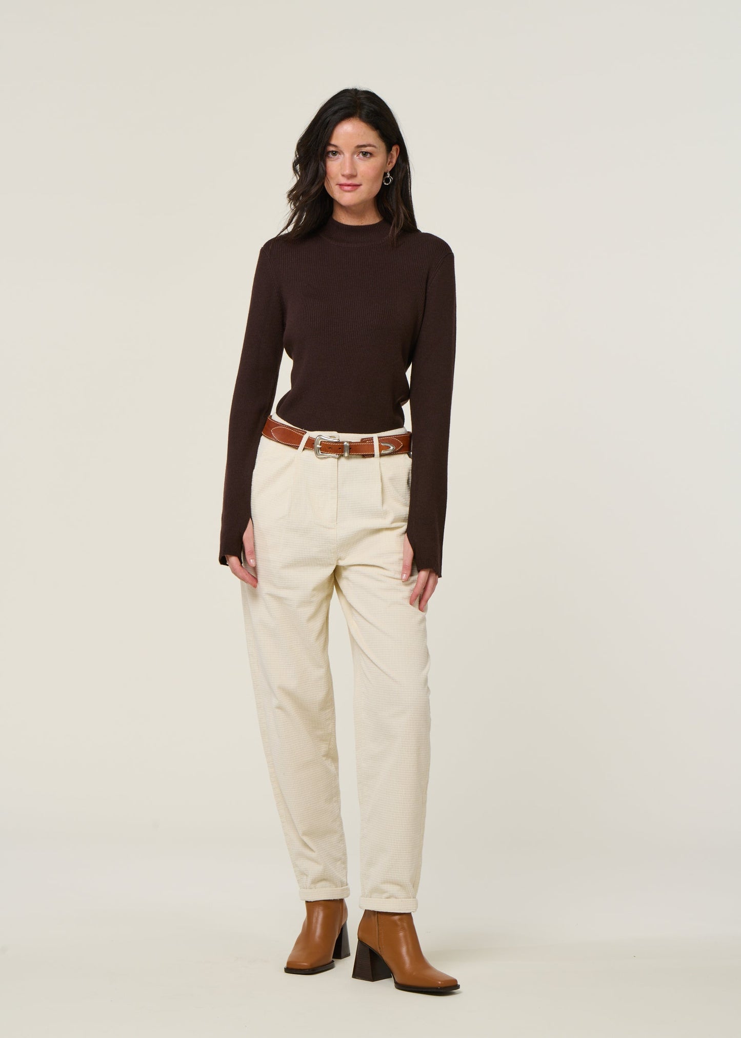 Pantalon velours côtelé en coton bio | écru "organic cotton chloe corduroy pant gots - egret"
