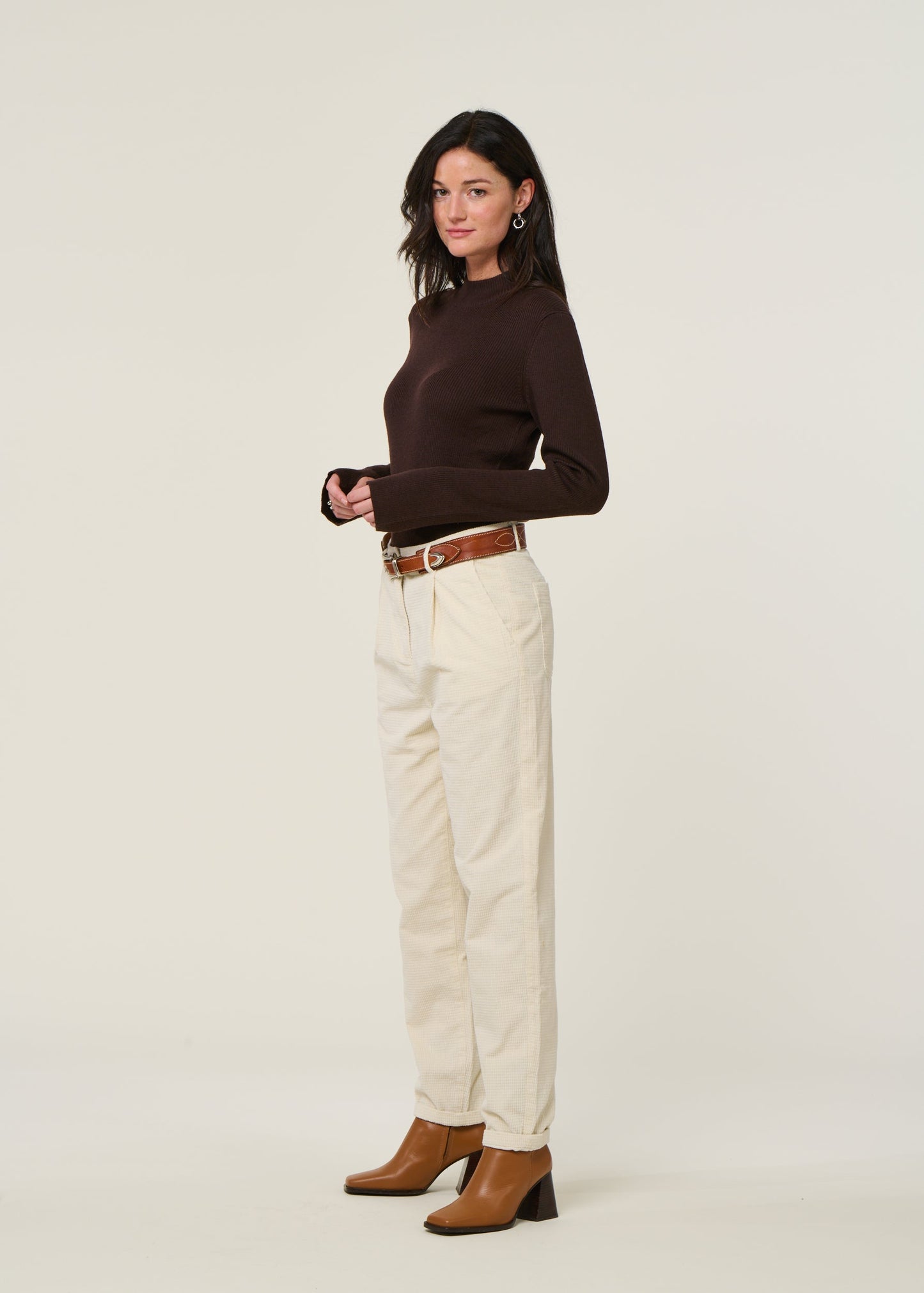 Pull côtelé en laine mérinos | marron "merino wool rib knit rws - chocolate torte"