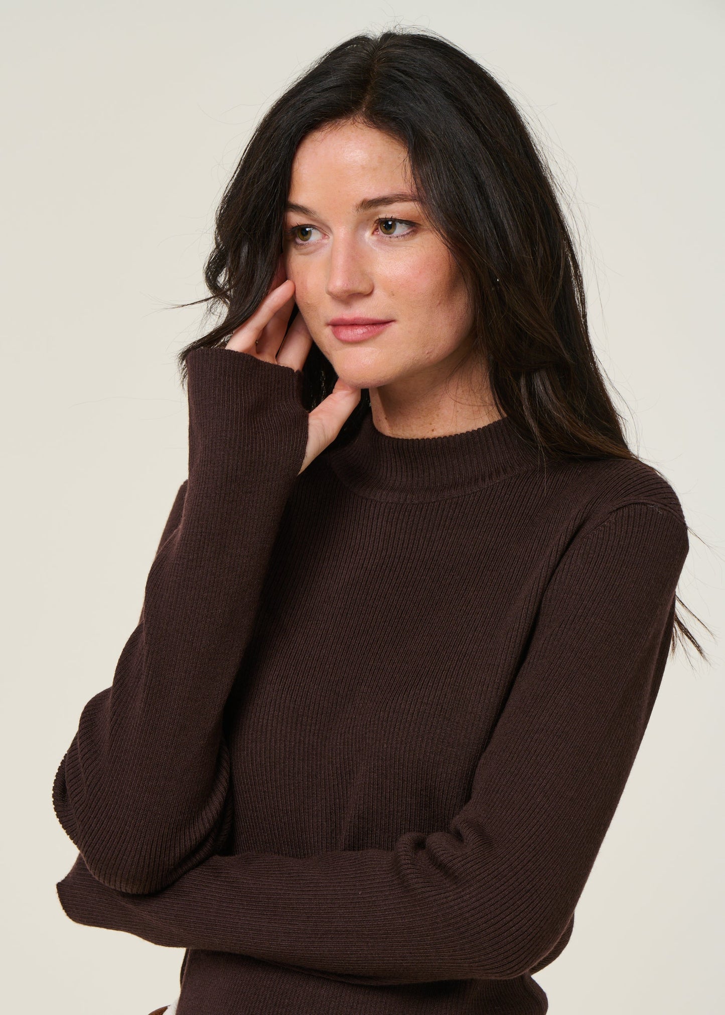 Pull côtelé en laine mérinos | marron "merino wool rib knit rws - chocolate torte"