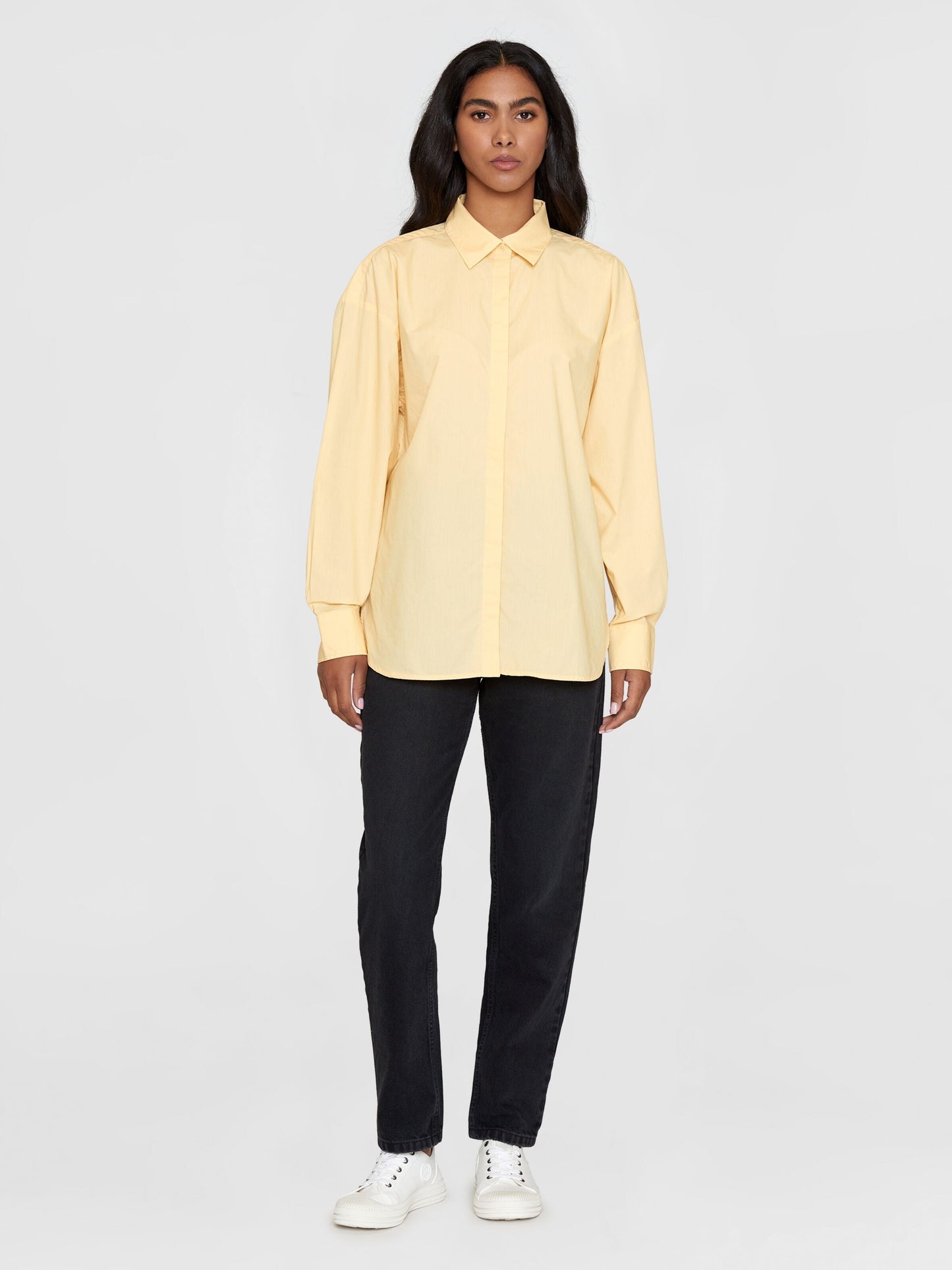 Chemise ample en coton bio | jaune "boxy poplin long sleeved shirt impala"