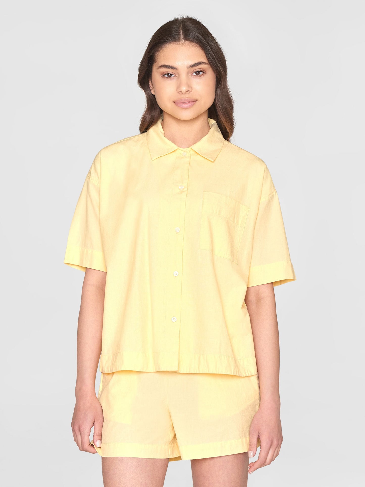 Chemisier en coton bio | Jaune "pyjama short sleeved shirt impala"