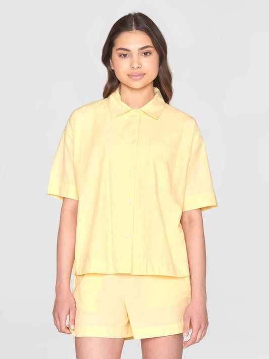 Chemisier en coton bio | Jaune "pyjama short sleeved shirt impala"