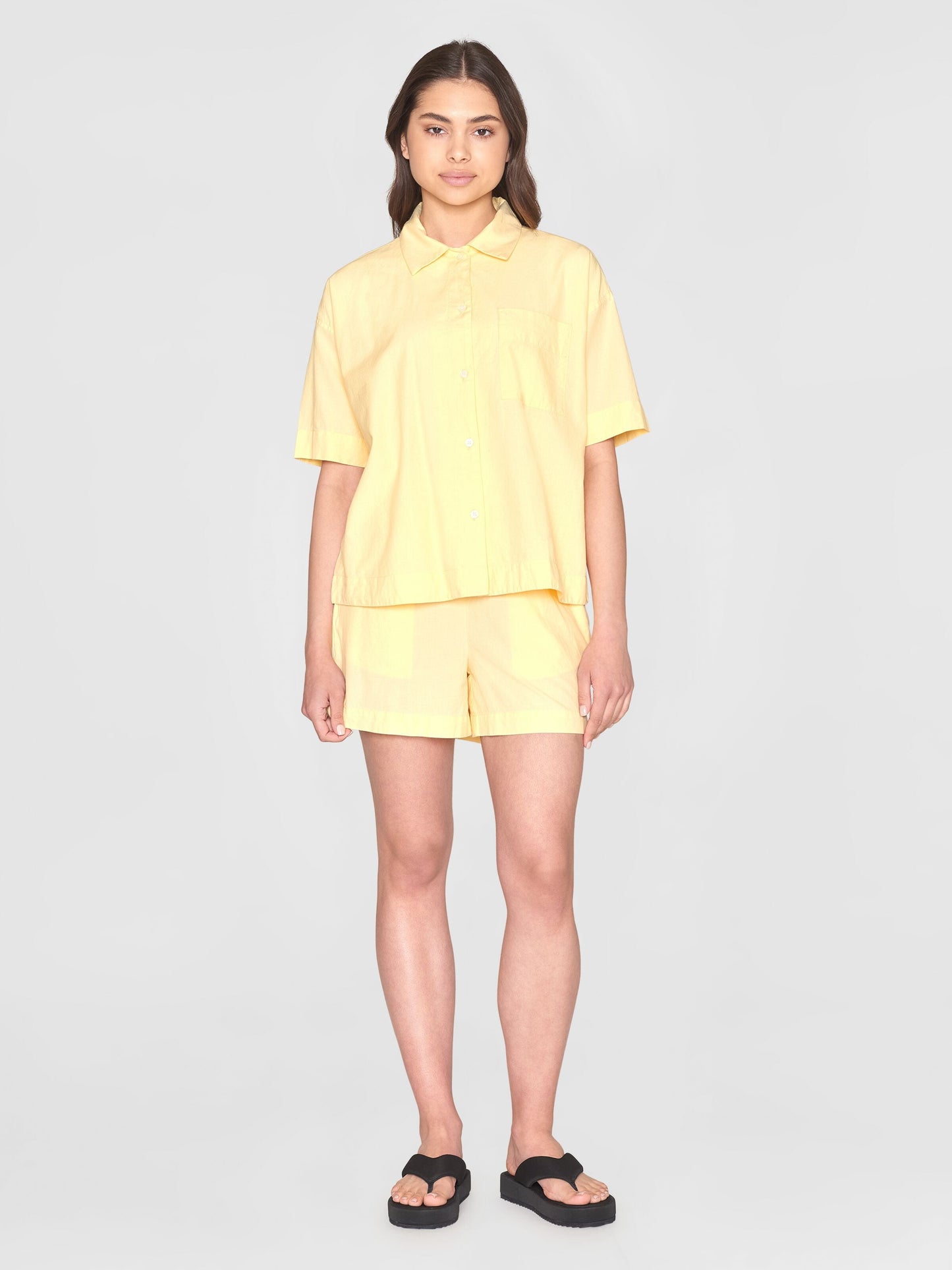 Short ample en coton bio | Jaune "posey wide waist shorts impala"