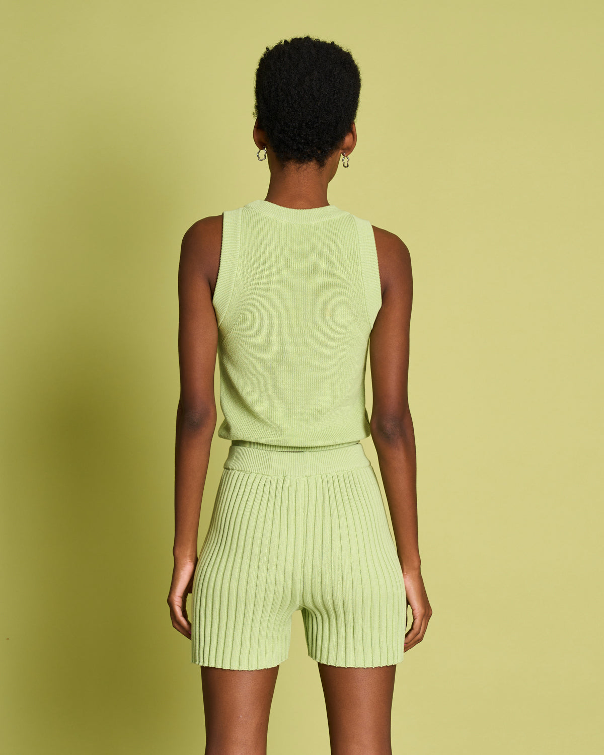 Pull sans manches matcha en maille de coton bio - top garda matcha