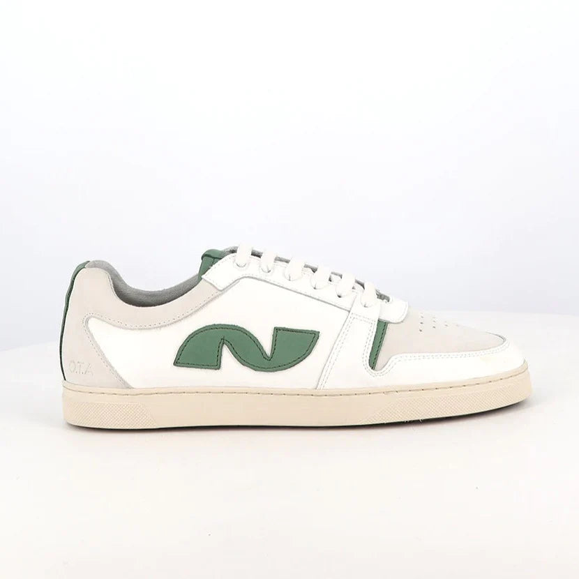 Baskets en cuir recyclé | Écru et vert "211 off white"