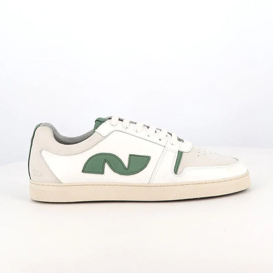 Baskets en cuir recyclé | Écru et vert "211 off white"