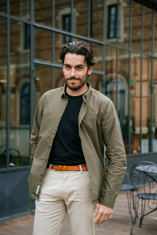 Chemise olive en coton bio - sol olive green ant shirt