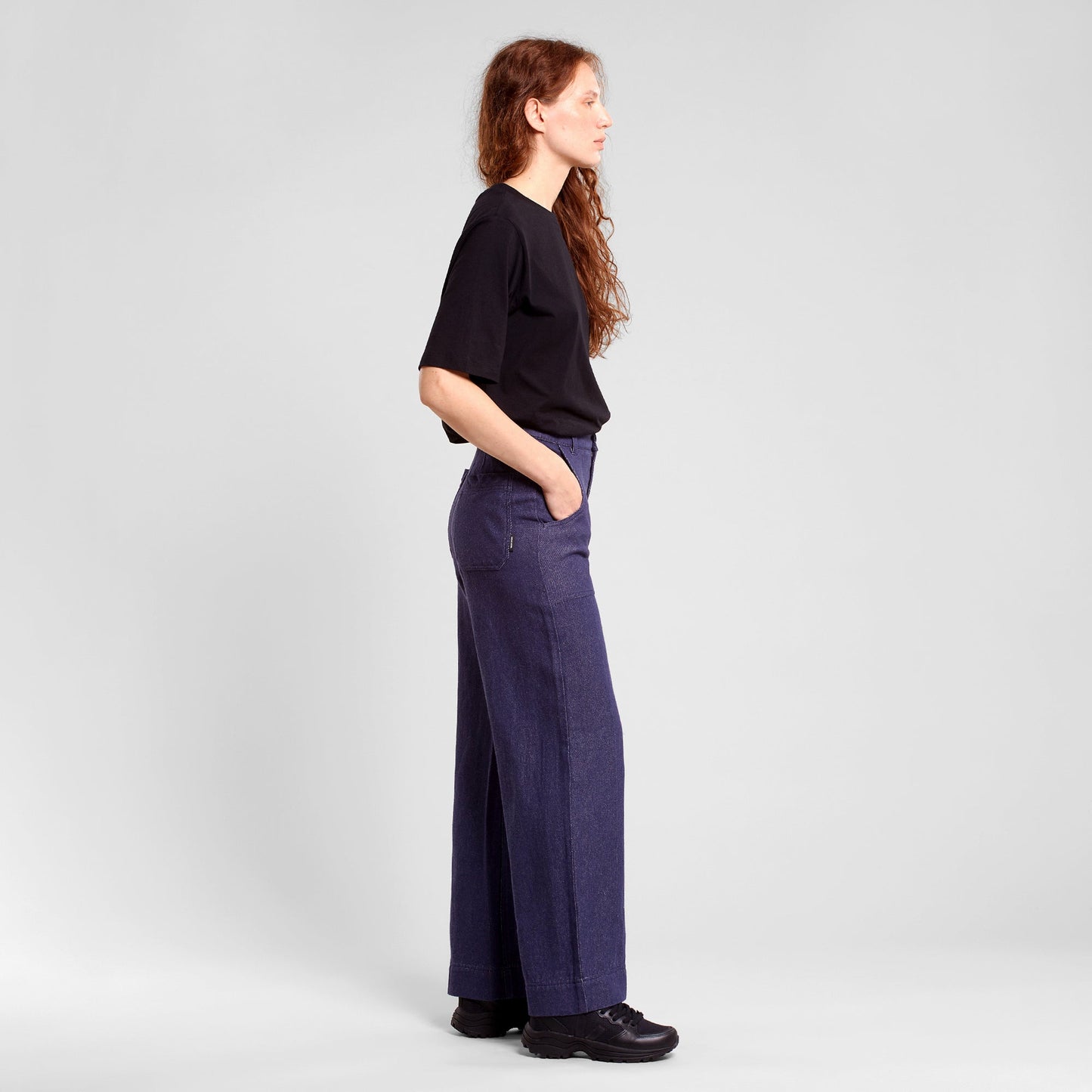 Pantalon cargo en coton bio et chanvre | Marine "workwear pants vara hemp navy black iris"