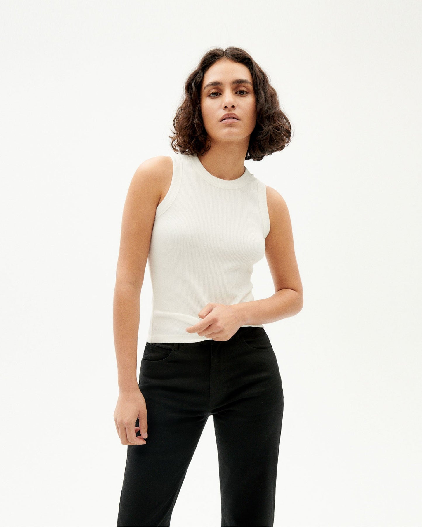 Débardeur côtelé en coton bio | blanc "juliette top snow white"