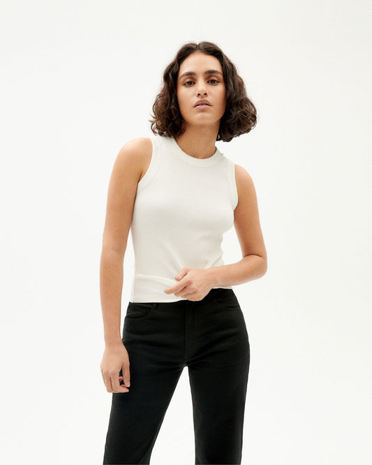 Débardeur côtelé en coton bio | blanc "juliette top snow white"