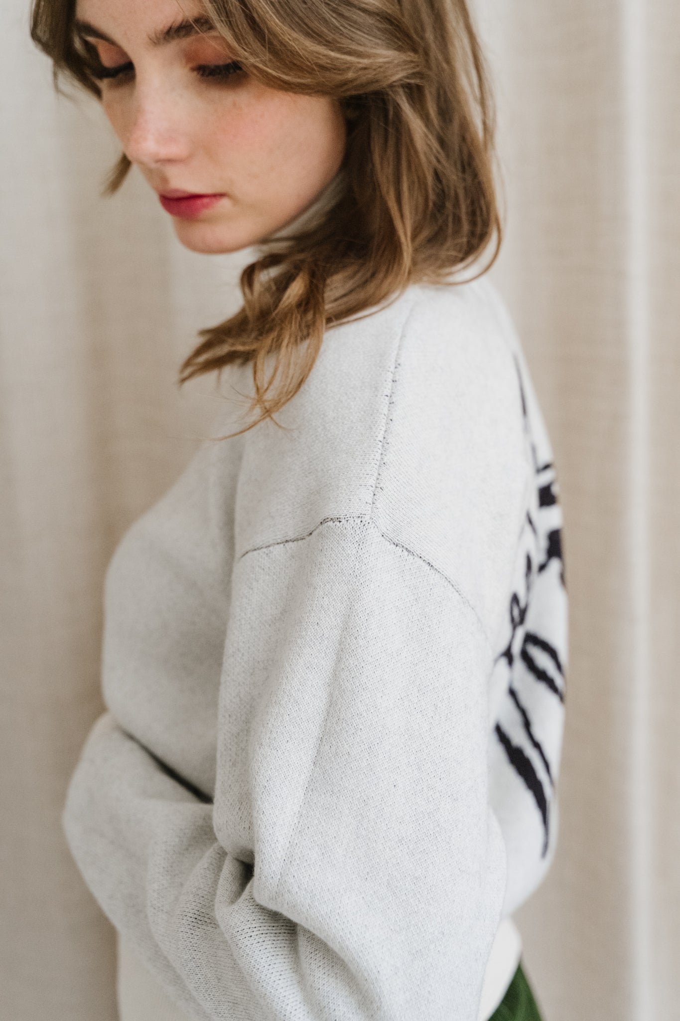 Pull en coton bio et laine certifiée | écru "flowers philis knitted sweater"