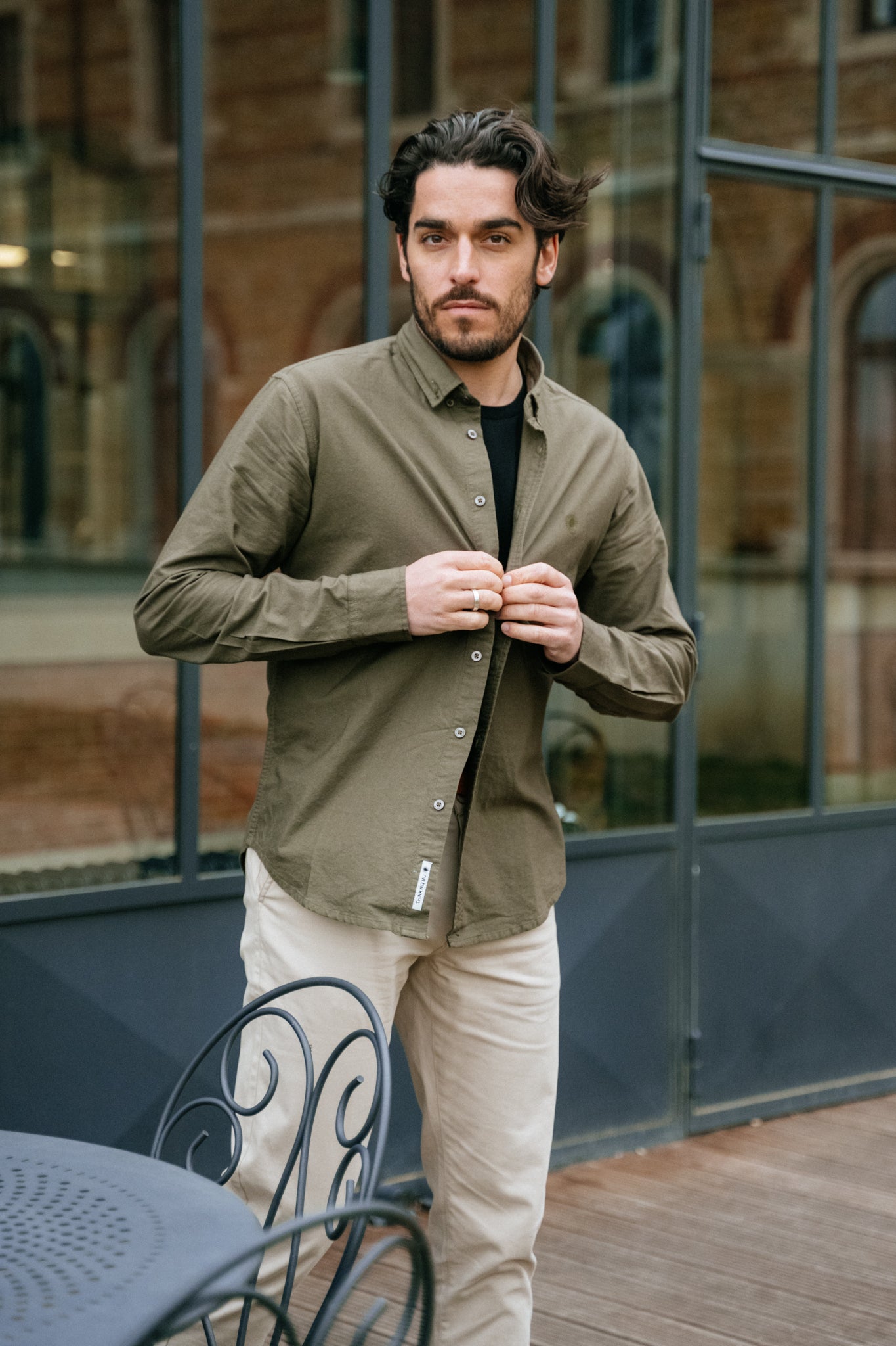 Chemise olive en coton bio - sol olive green ant shirt