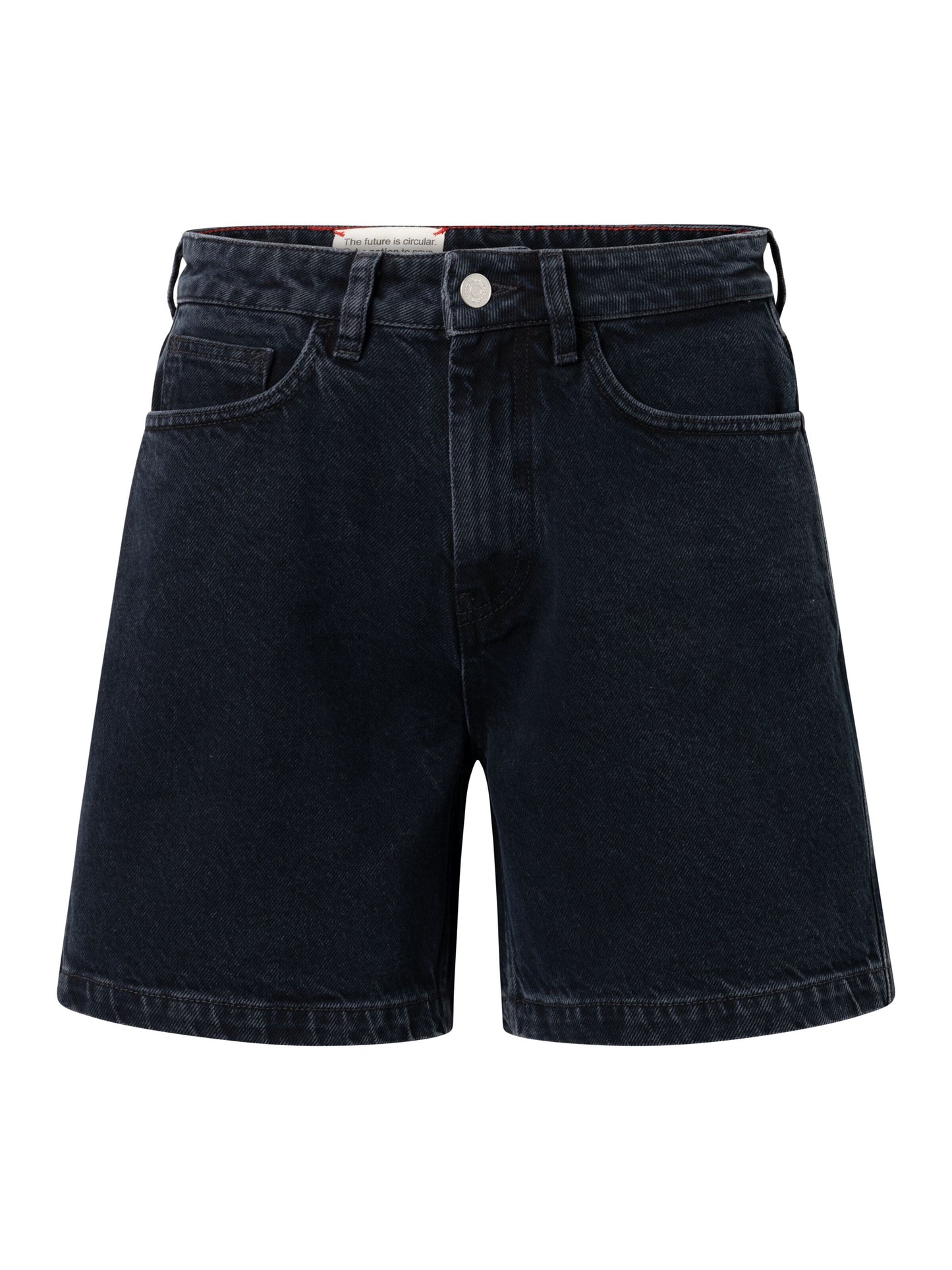 Short en coton recyclé | Noir "reborn™ gale straight mid-rise overdyed black"