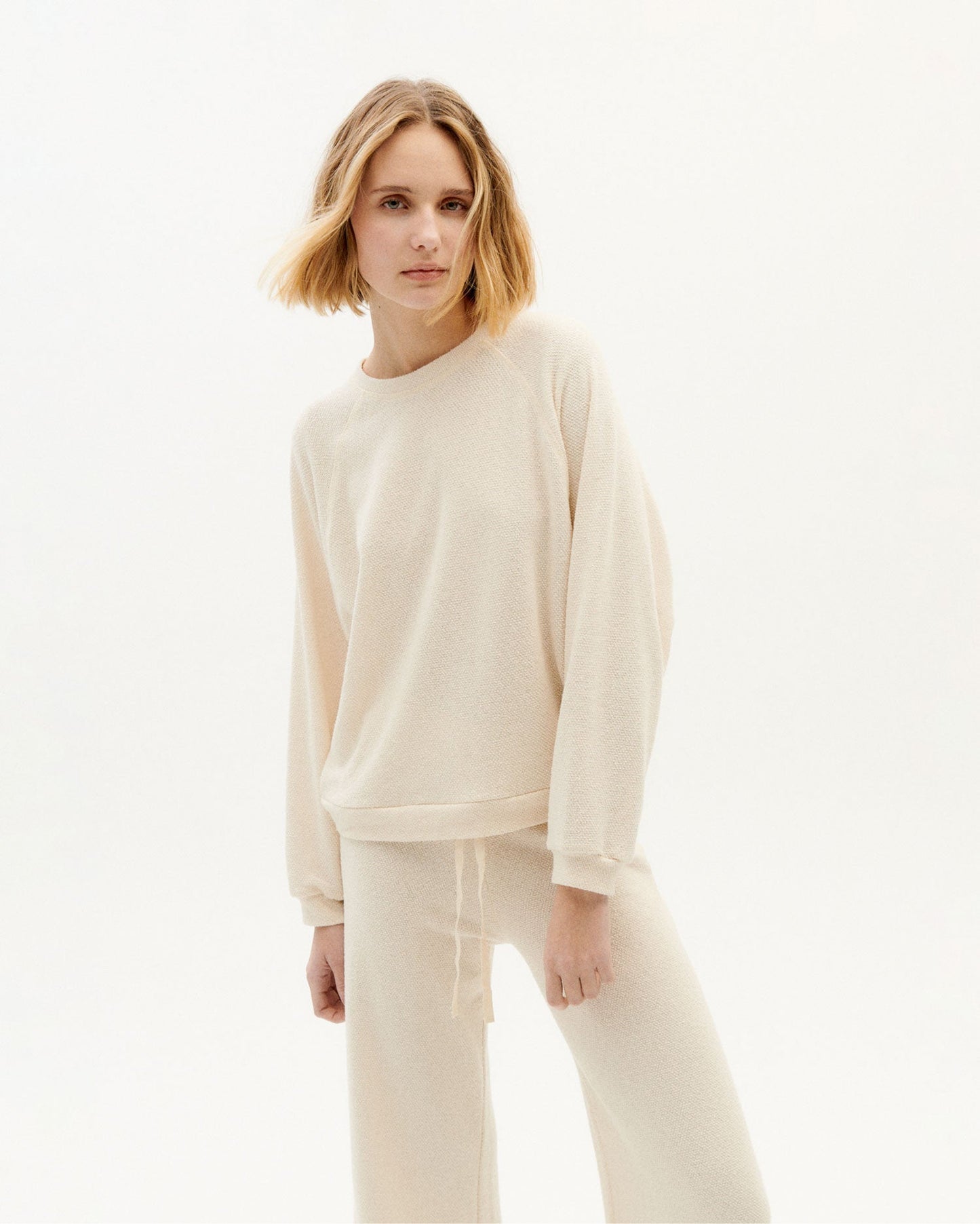 Pull écru texturé en mélange de matières - ivory trash fontana sweat