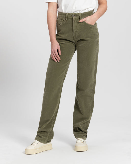 Pantalon en velours côtelé en coton bio | Vert "rosa straight corduroy army green"