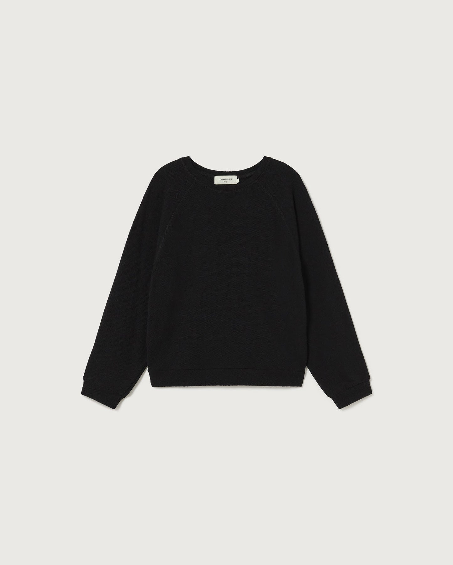 Pull noir texturé en mélange de matières - black trash fontana sweat