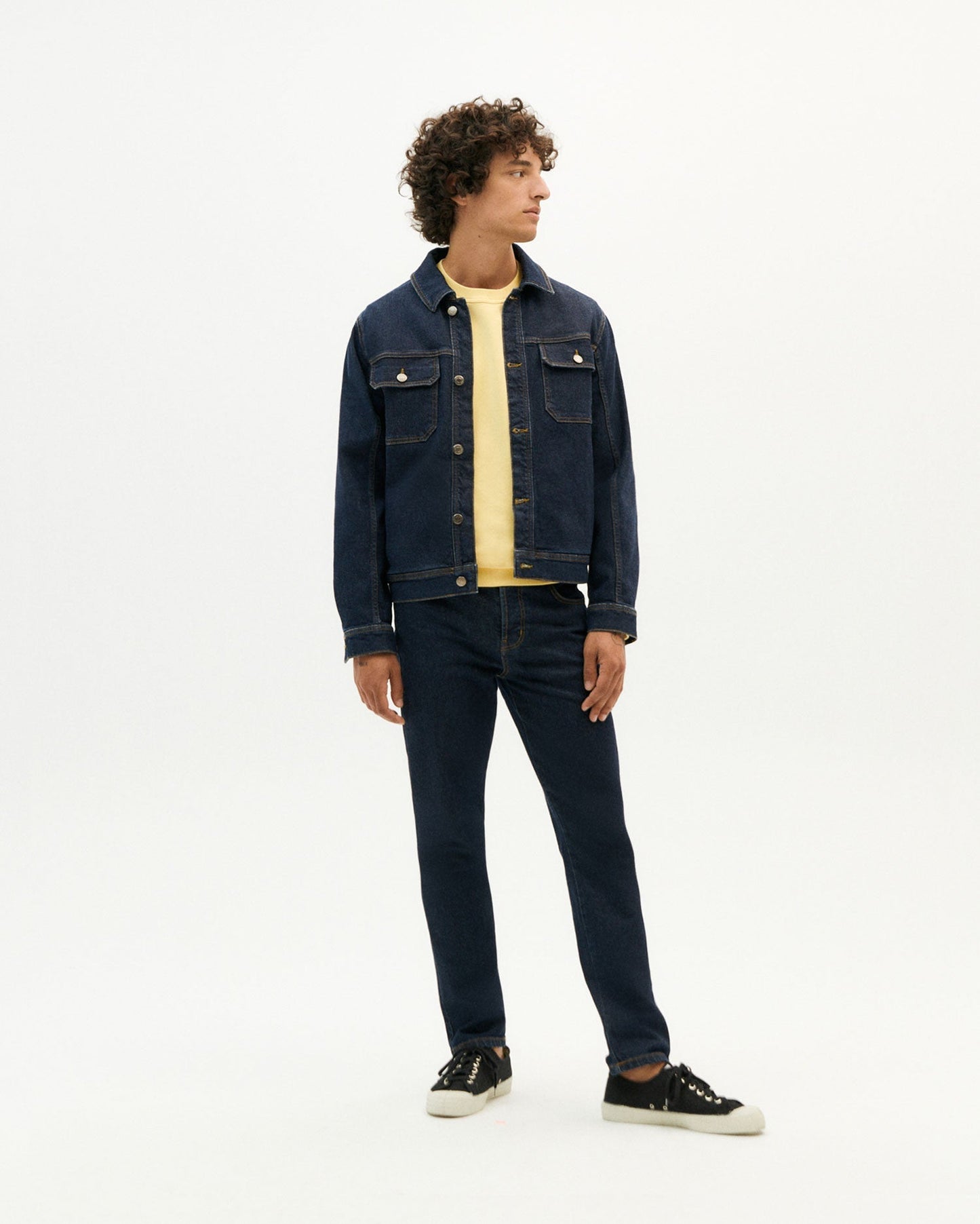 Jean droit en coton bio | Bleu "five pockets pants denim medium wash"