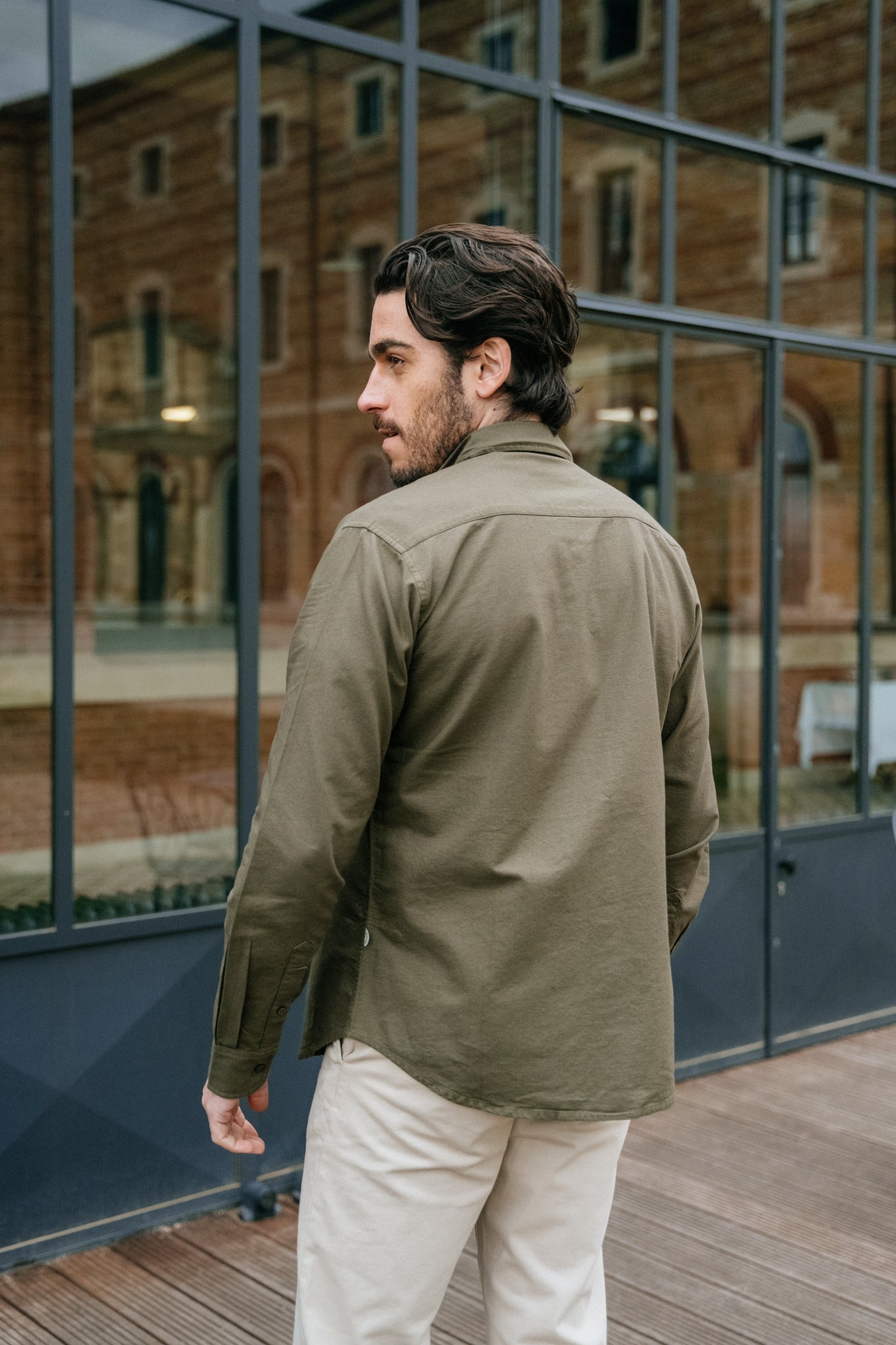 Chemise olive en coton bio - sol olive green ant shirt
