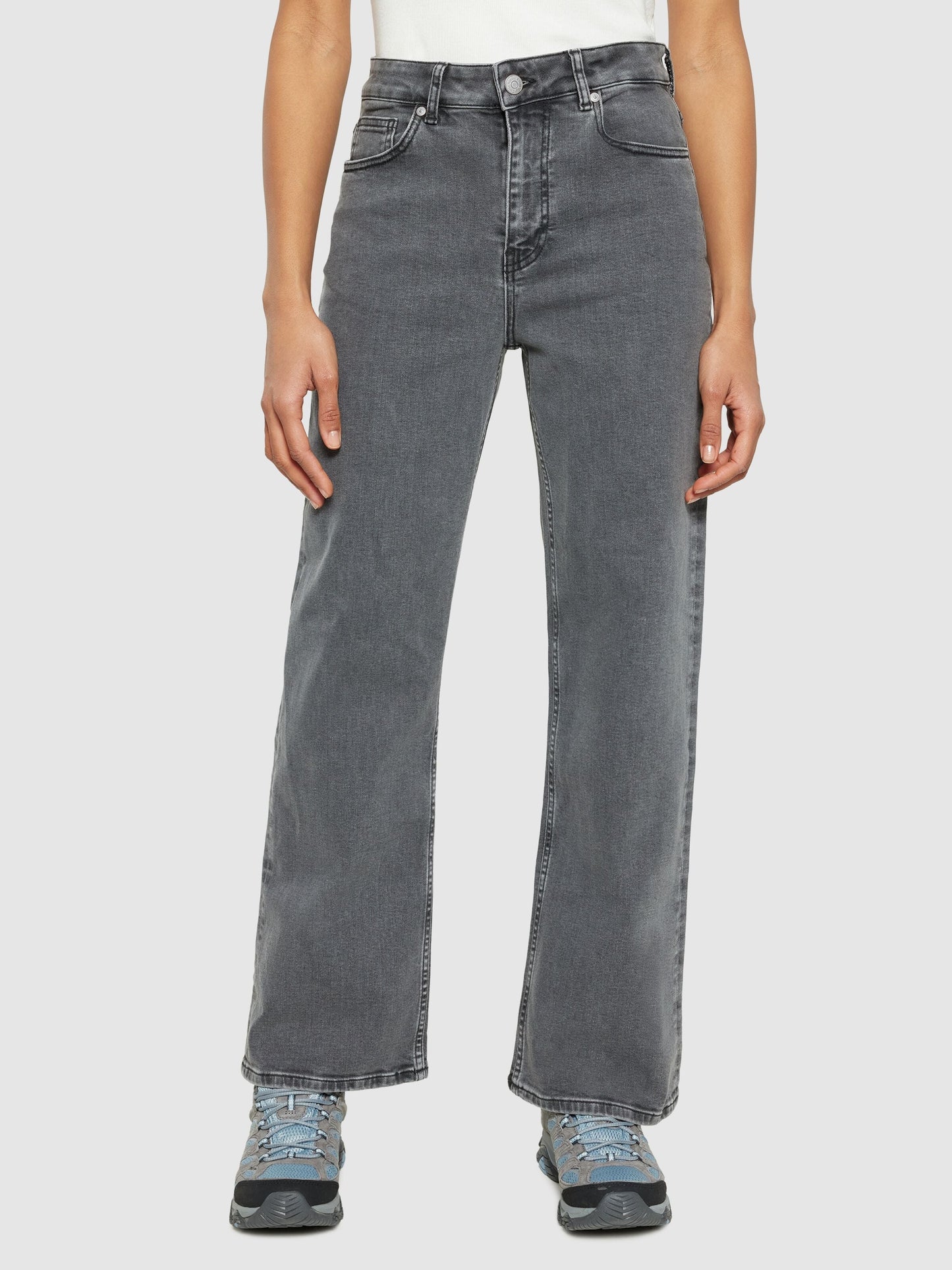 Jean droit en coton bio | gris "gale straight mid-rise grey wash 5-pocket jeans grey wash"