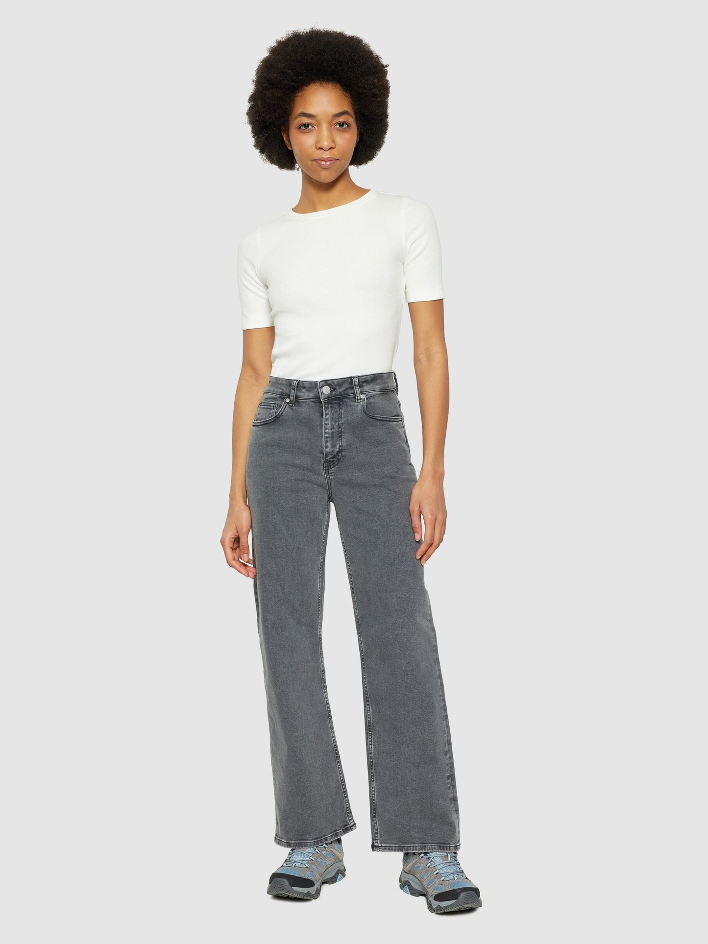 Jean droit en coton bio | gris "gale straight mid-rise grey wash 5-pocket jeans grey wash"