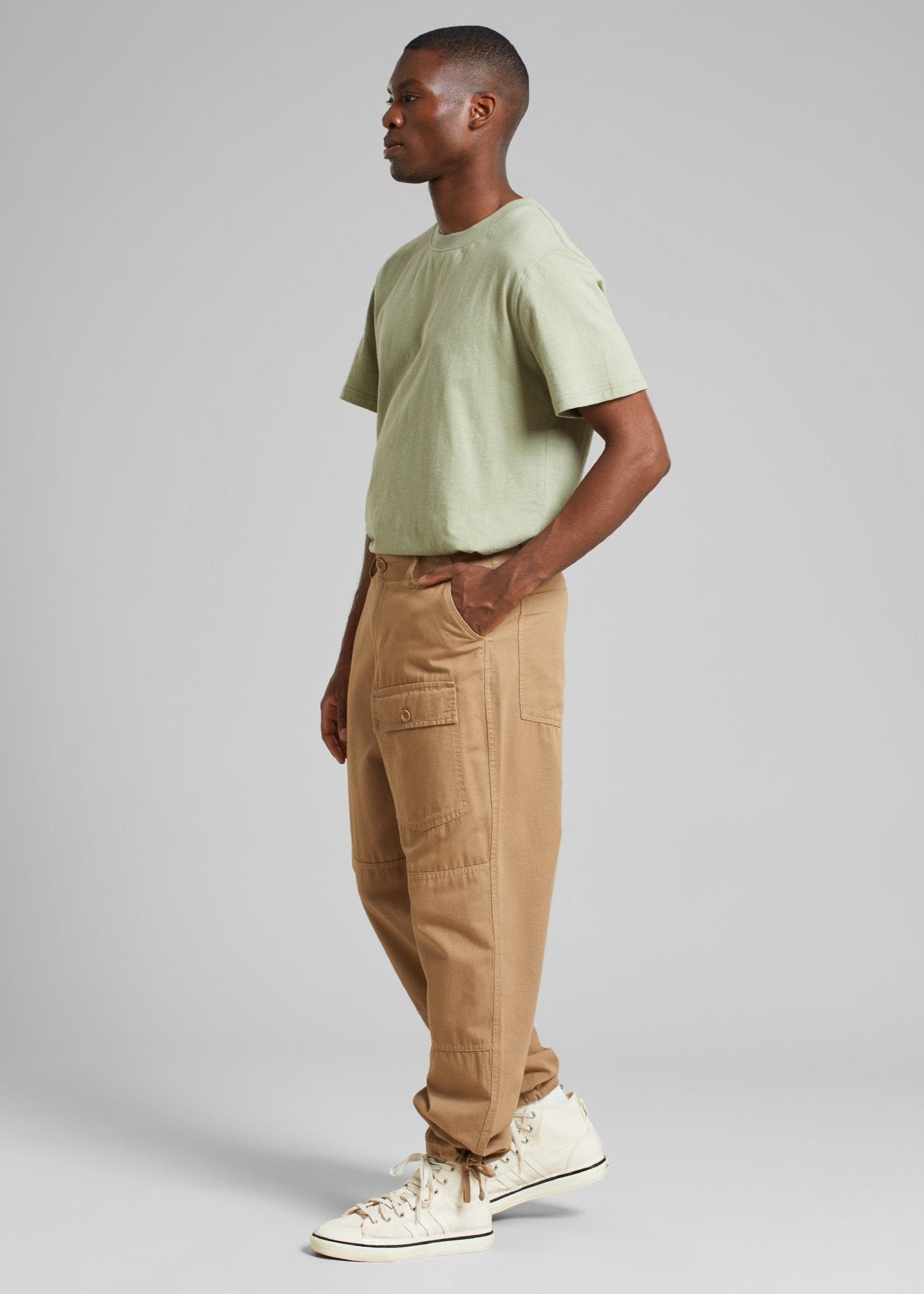 Pantalon cargo en coton bio | Beige "cargo pants dokkas canvas kelp beige"