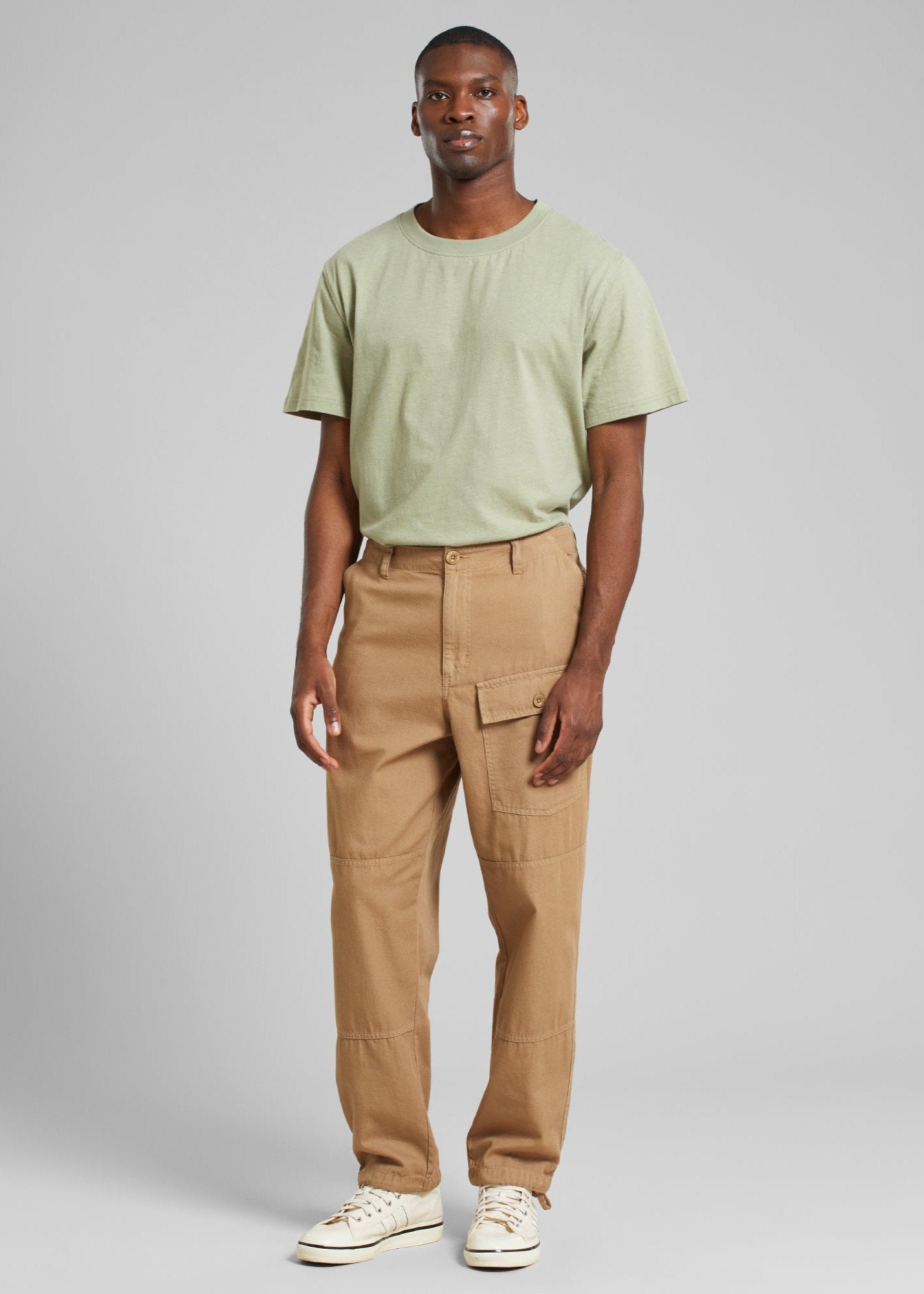 Pantalon cargo en coton bio | Beige "cargo pants dokkas canvas kelp beige"