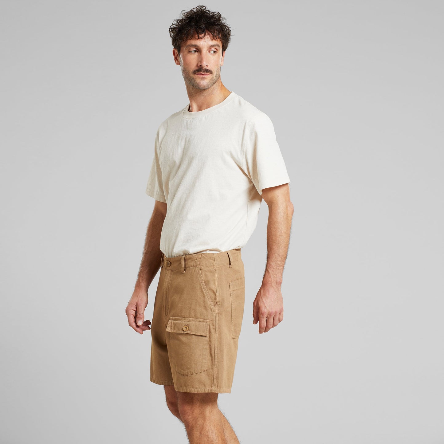 Short cargo en coton bio | Beige "cargo shorts muddus canvas kelp beige"