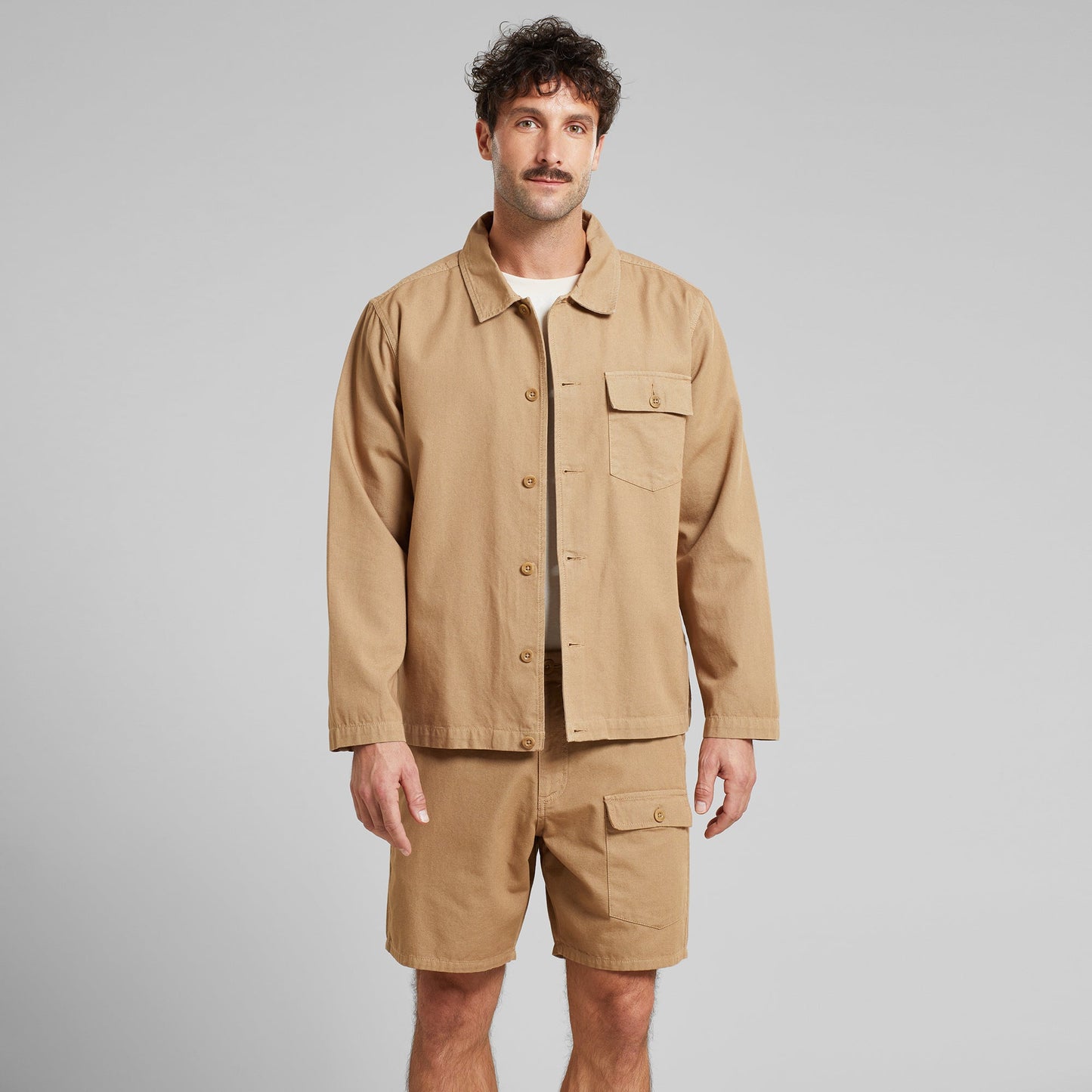 Short cargo en coton bio | Beige "cargo shorts muddus canvas kelp beige"