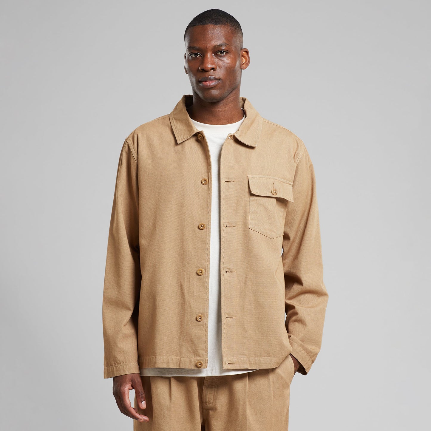 Veste worker en coton bio | Beige "jacket kangos canvas kelp beige"