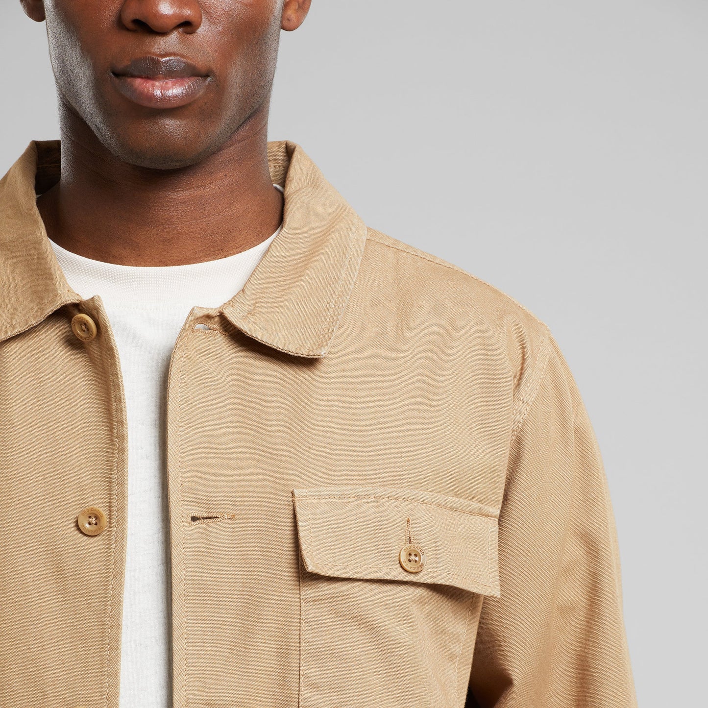 Veste worker en coton bio | Beige "jacket kangos canvas kelp beige"