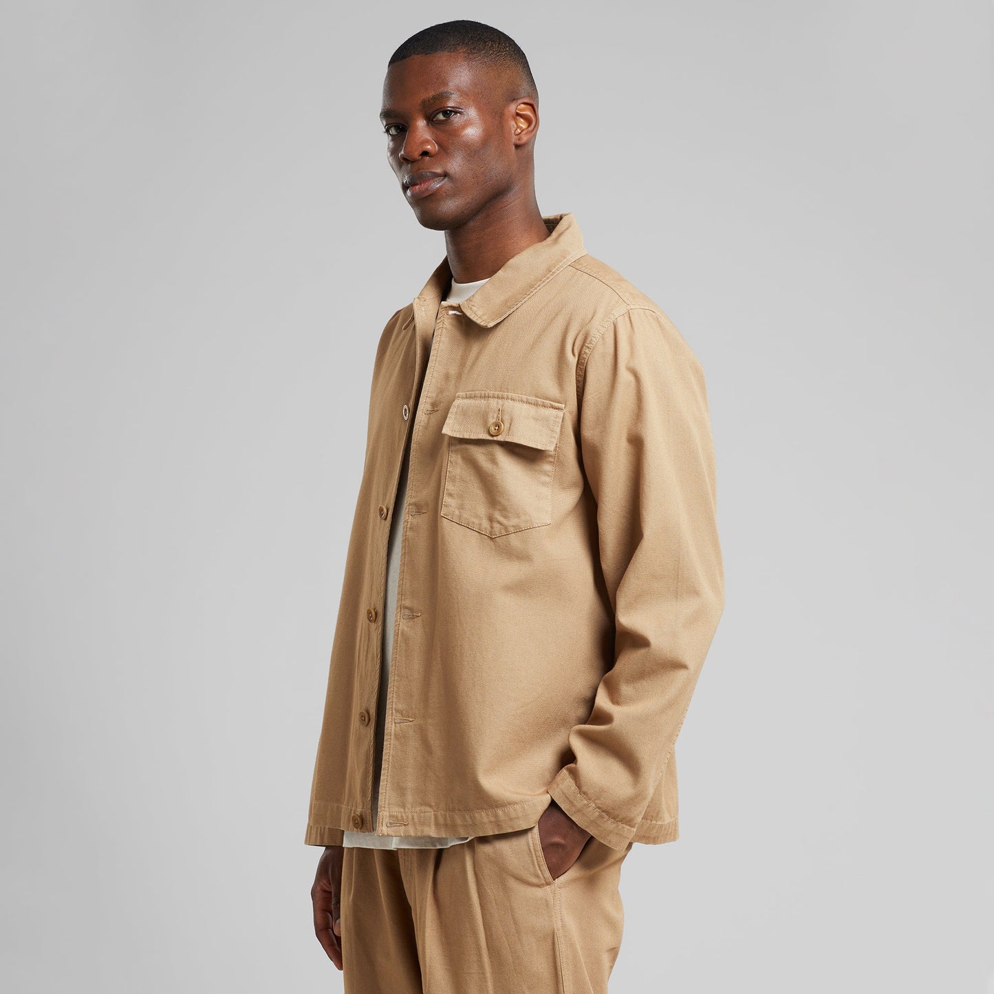 Veste worker en coton bio | Beige "jacket kangos canvas kelp beige"