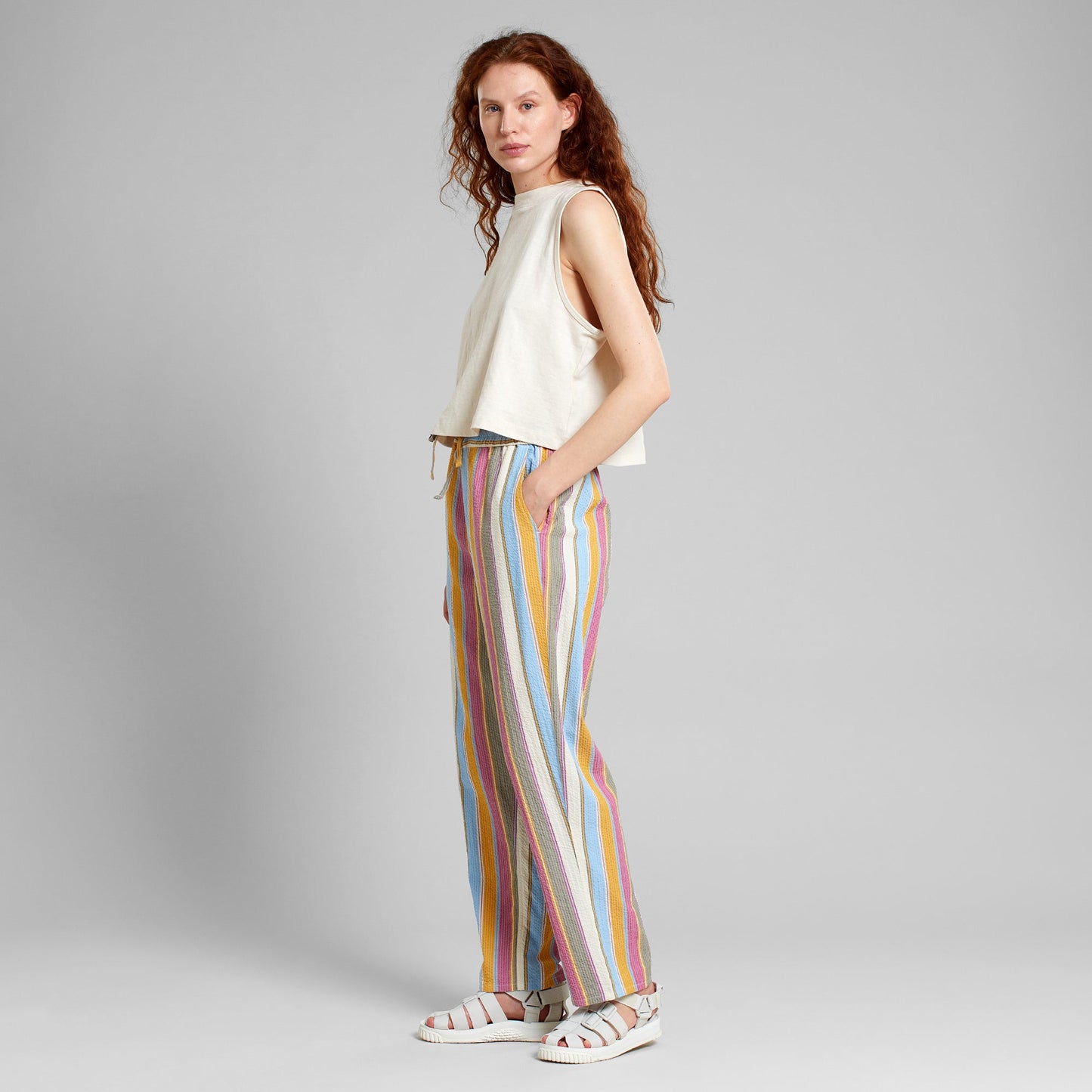Pantalon en seersucker coton bio | Multicolore "pants gimo club stripe multi color"