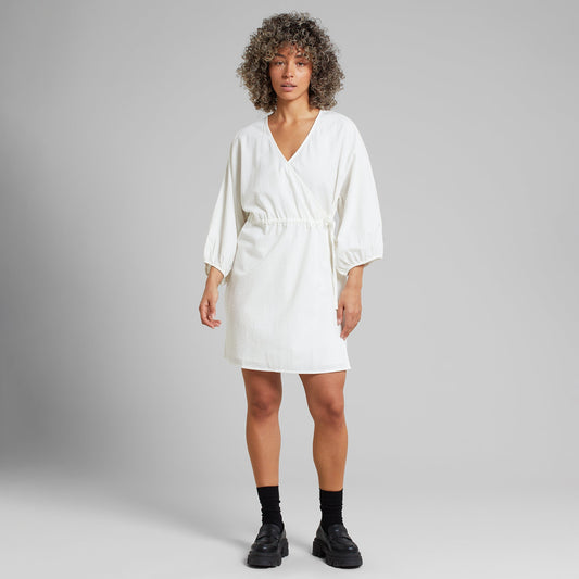 Robe portefeuille en coton bio | Blanc "wrap dress ugglan off-white"