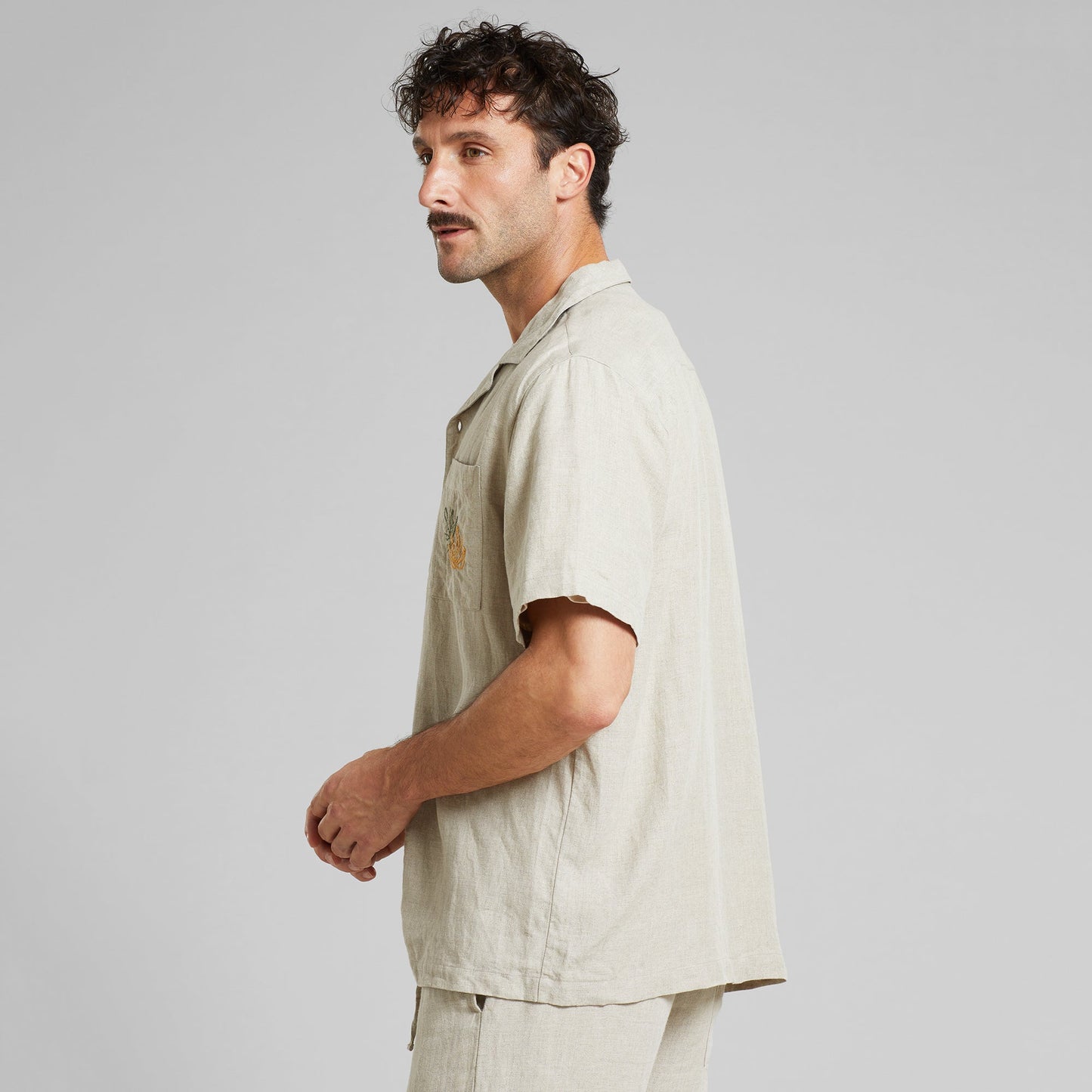 Chemisette brodée en lin | beige "shirt marstrand linen emb ecru"